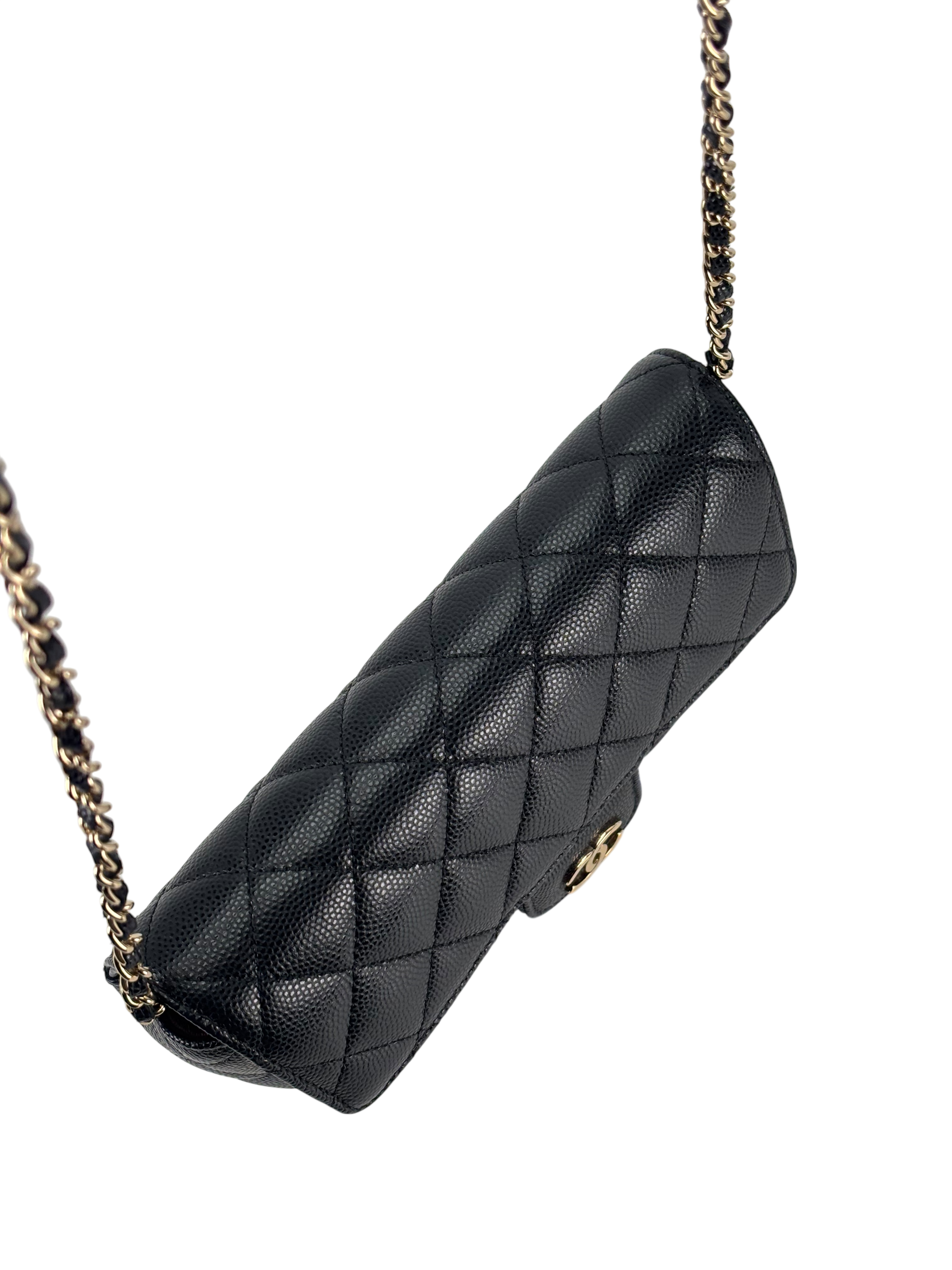 CHANEL - Black Caviar Quilted Glasses Case Chain Bag