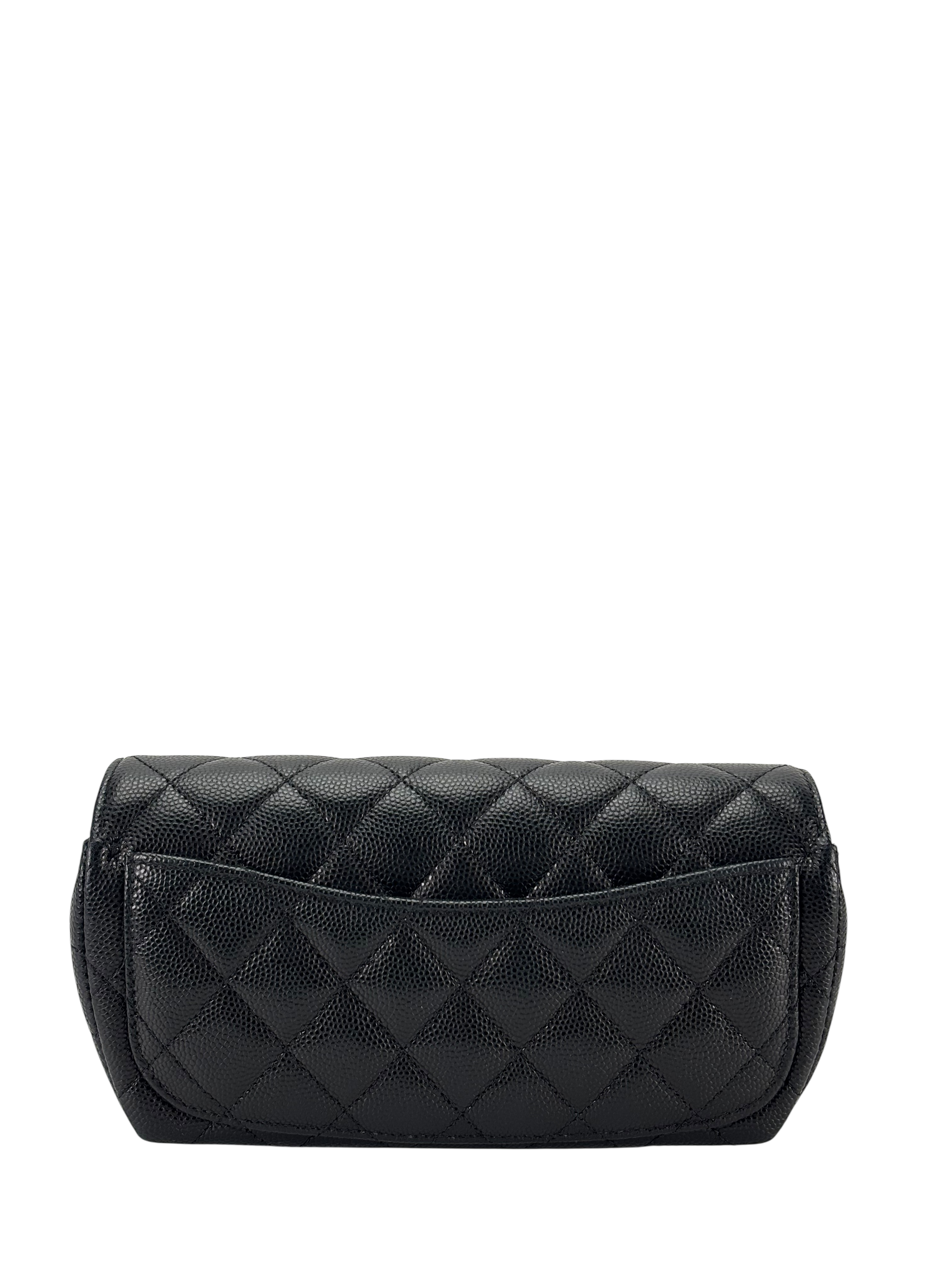 CHANEL - Black Caviar Quilted Glasses Case Chain Bag