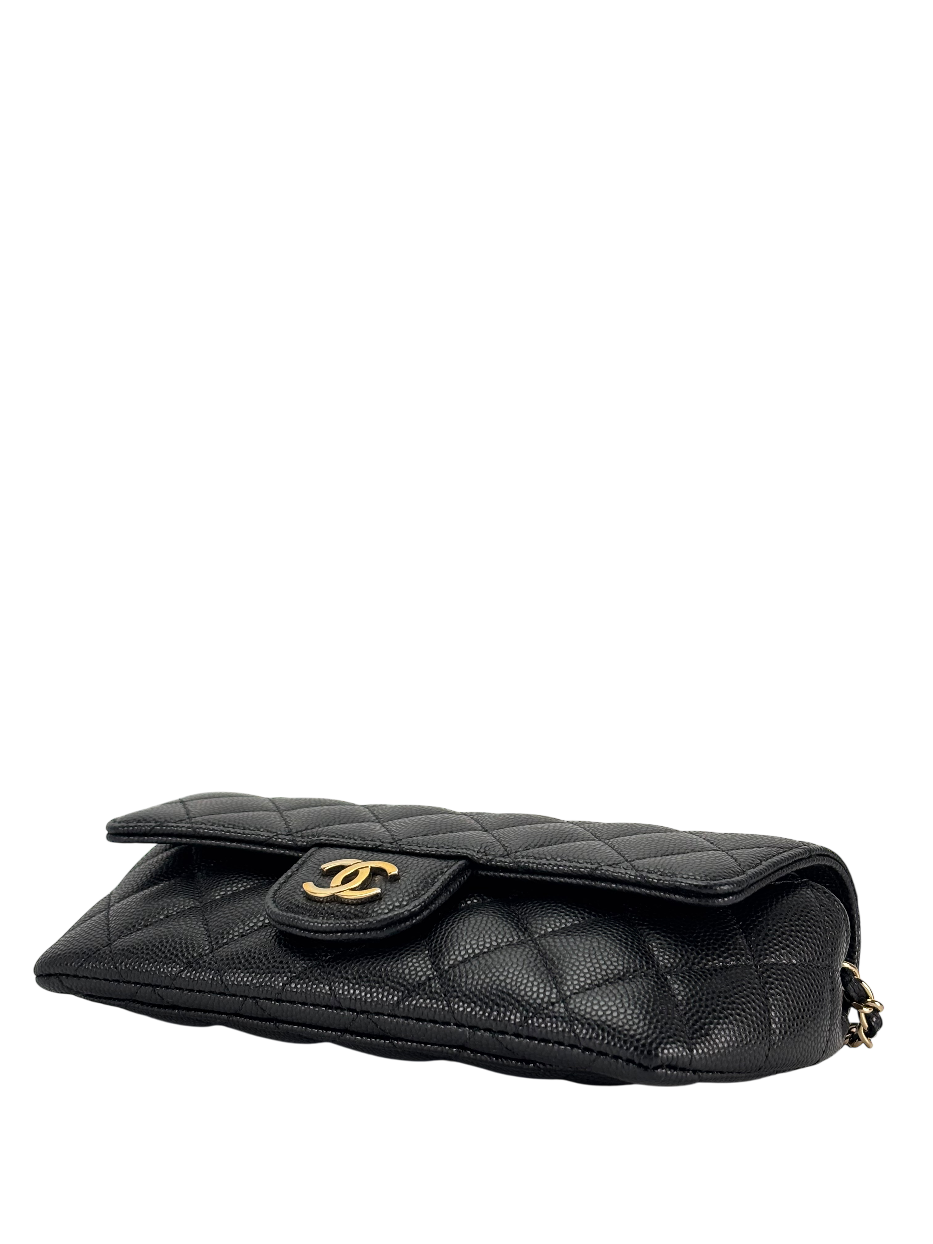 CHANEL - Black Caviar Quilted Glasses Case Chain Bag