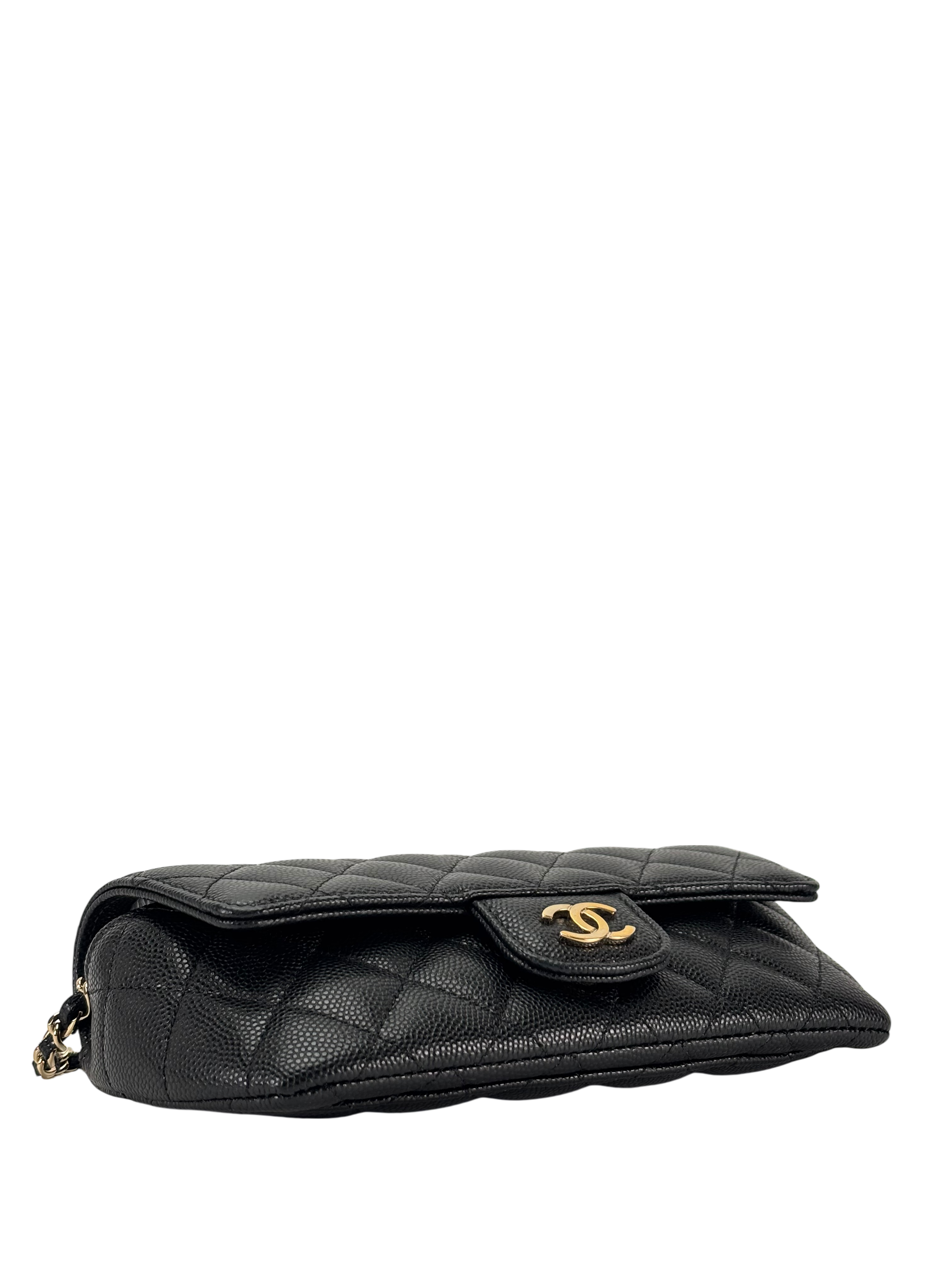 CHANEL - Black Caviar Quilted Glasses Case Chain Bag