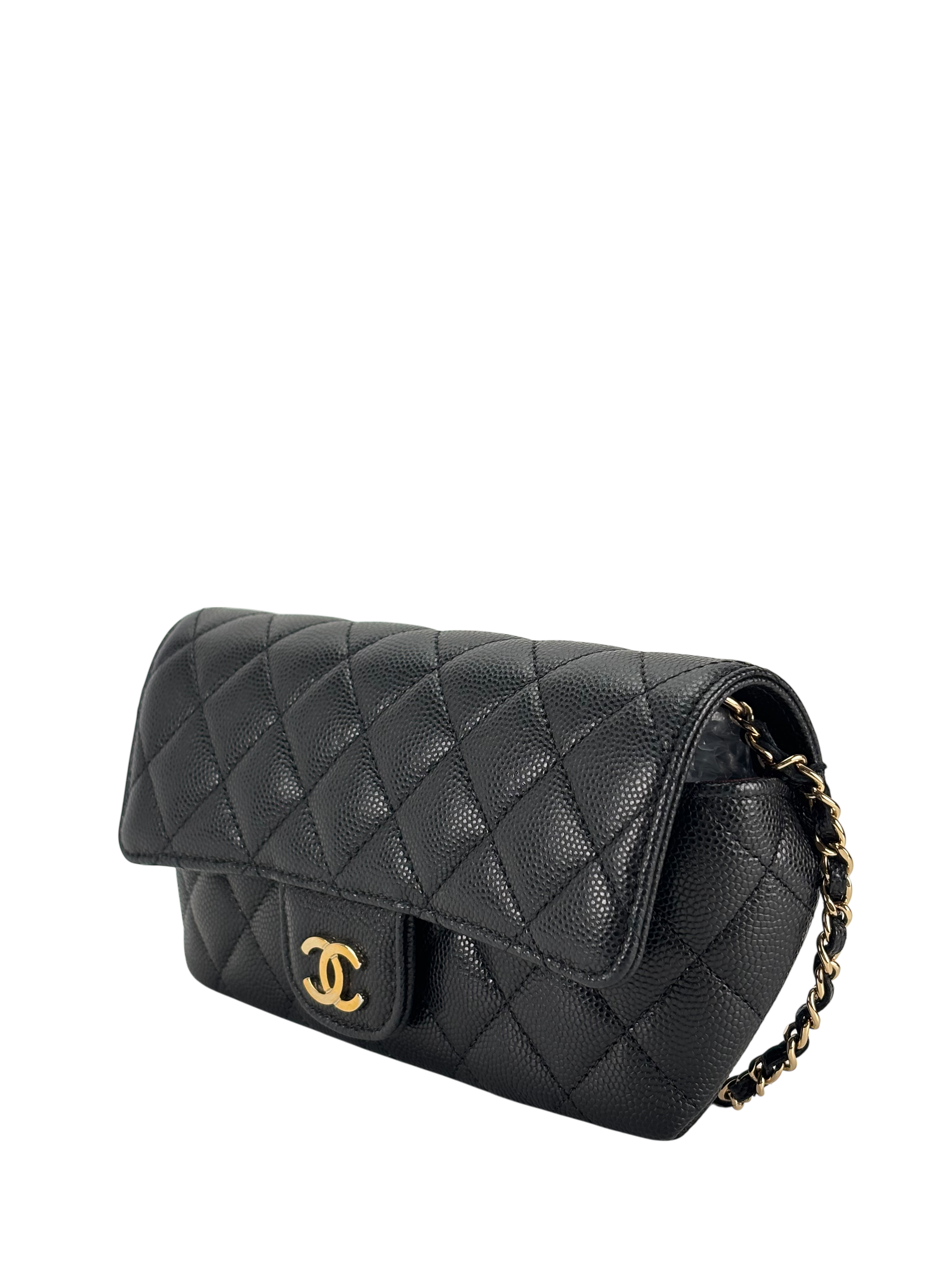 CHANEL - Black Caviar Quilted Glasses Case Chain Bag