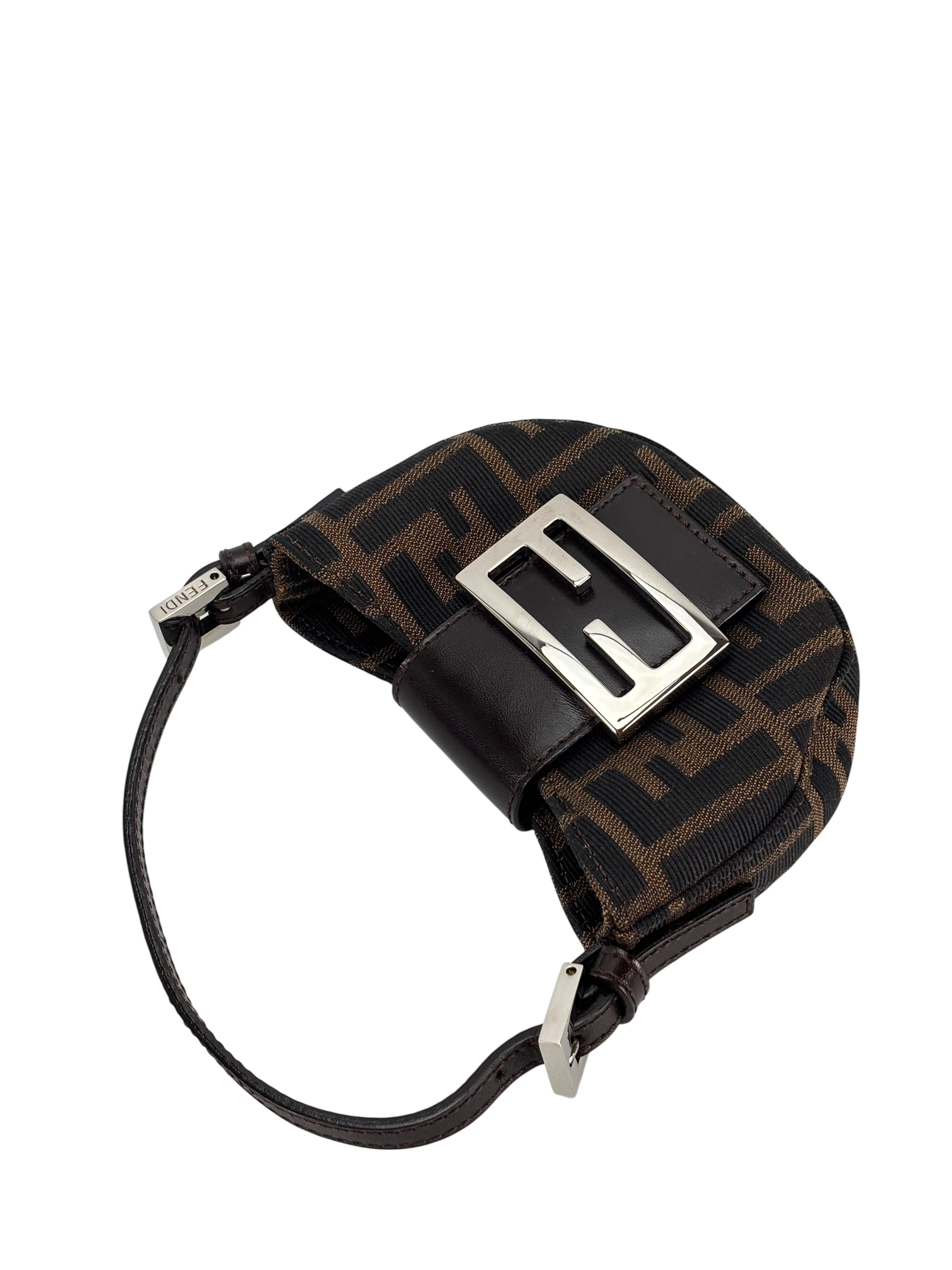 FENDI - Zucca Canvas Mini Croissant Handbag Black Brown