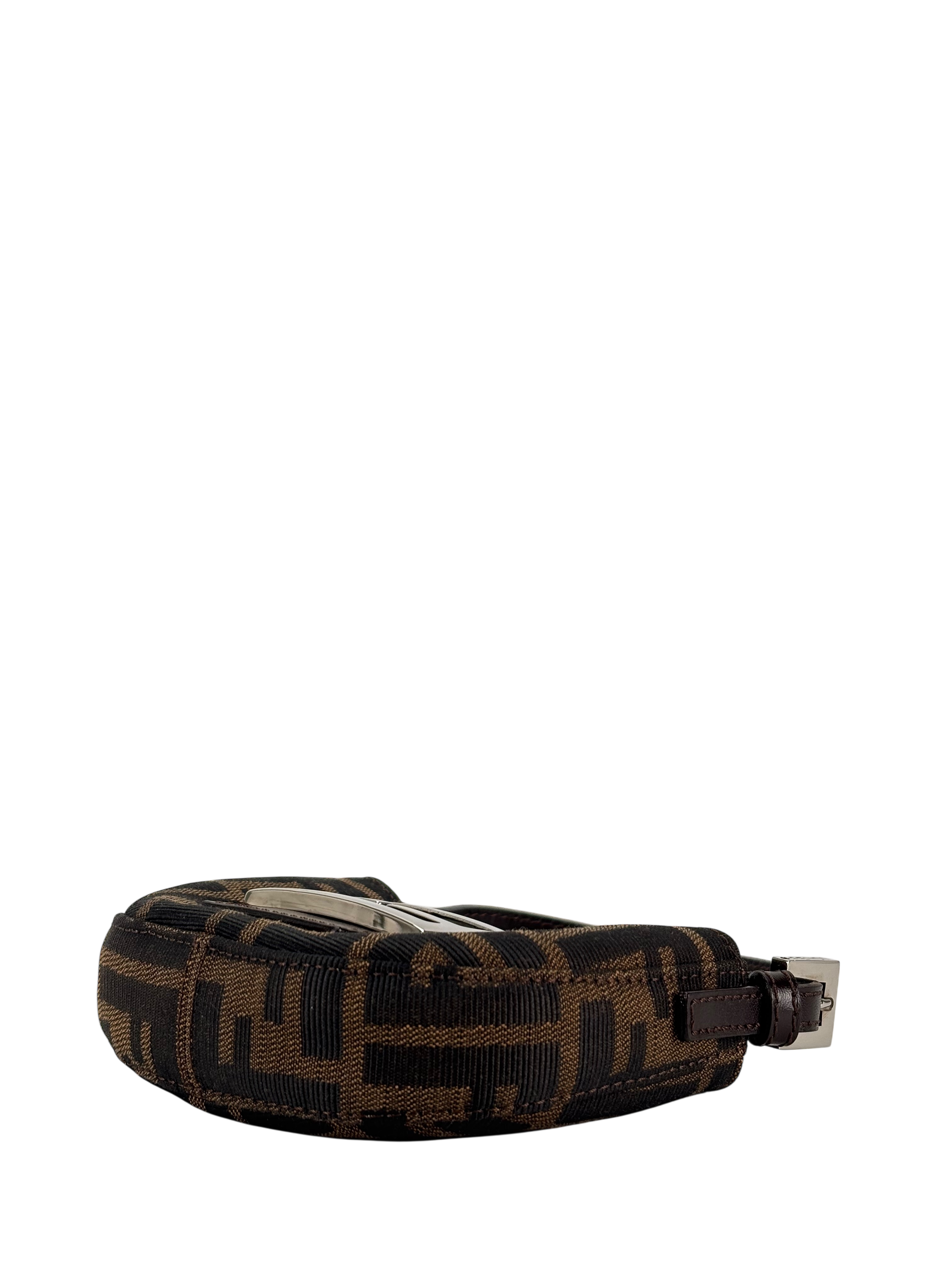 FENDI - Zucca Canvas Mini Croissant Handbag Black Brown