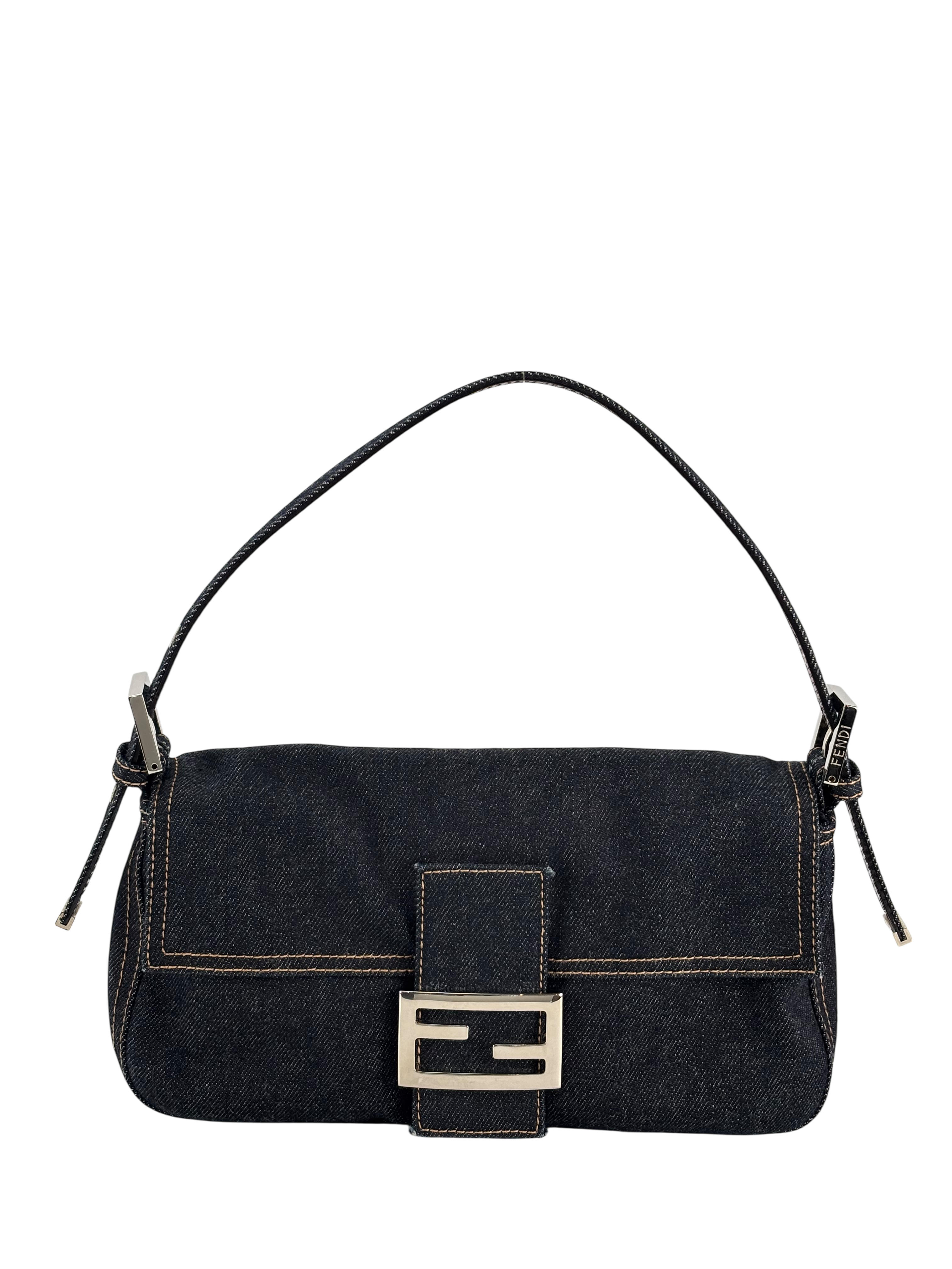 FENDI - Small Mamma Baguette Bag Denim Navy Sliver Hardware