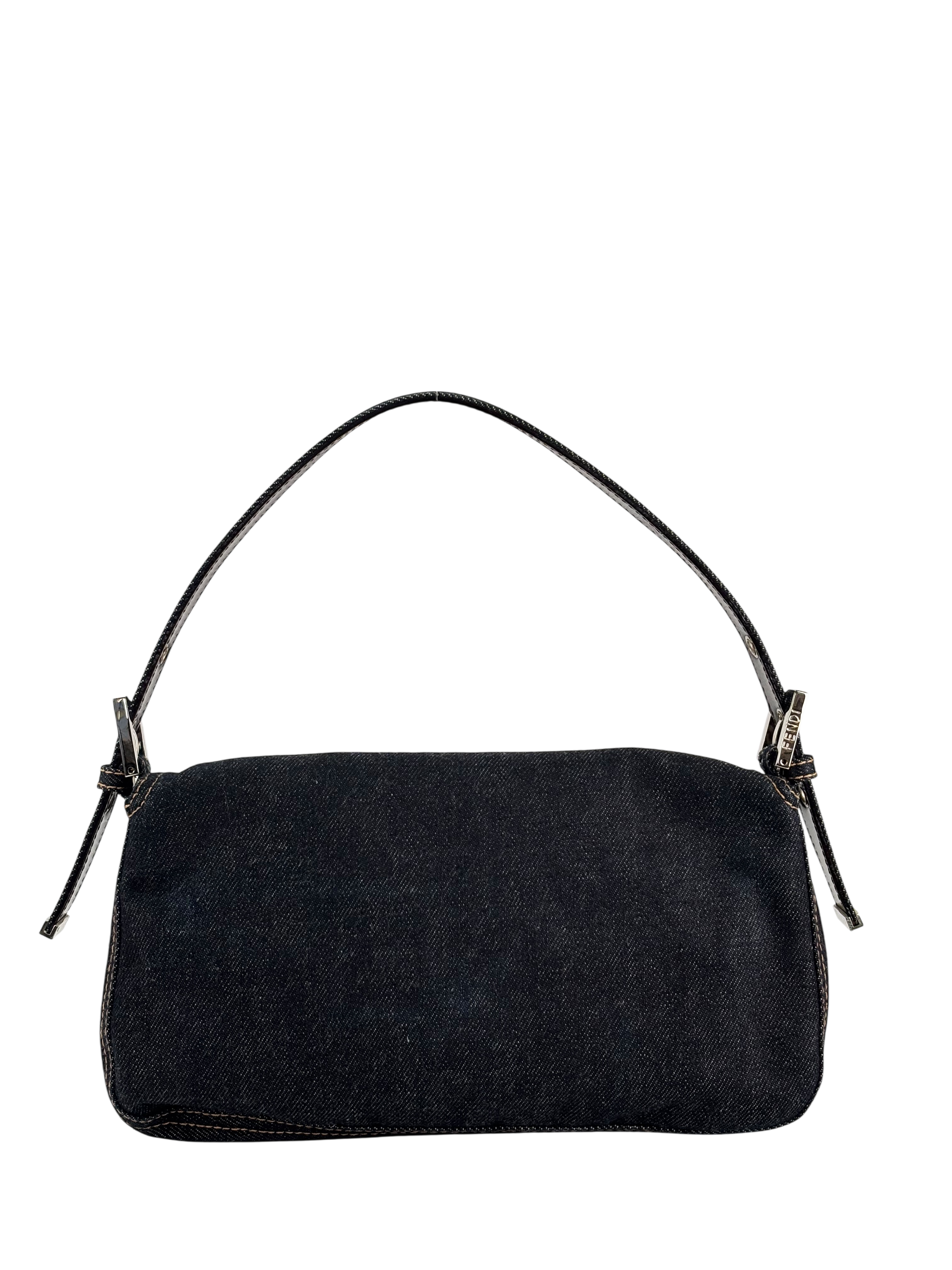 FENDI - Small Mamma Baguette Bag Denim Navy Sliver Hardware