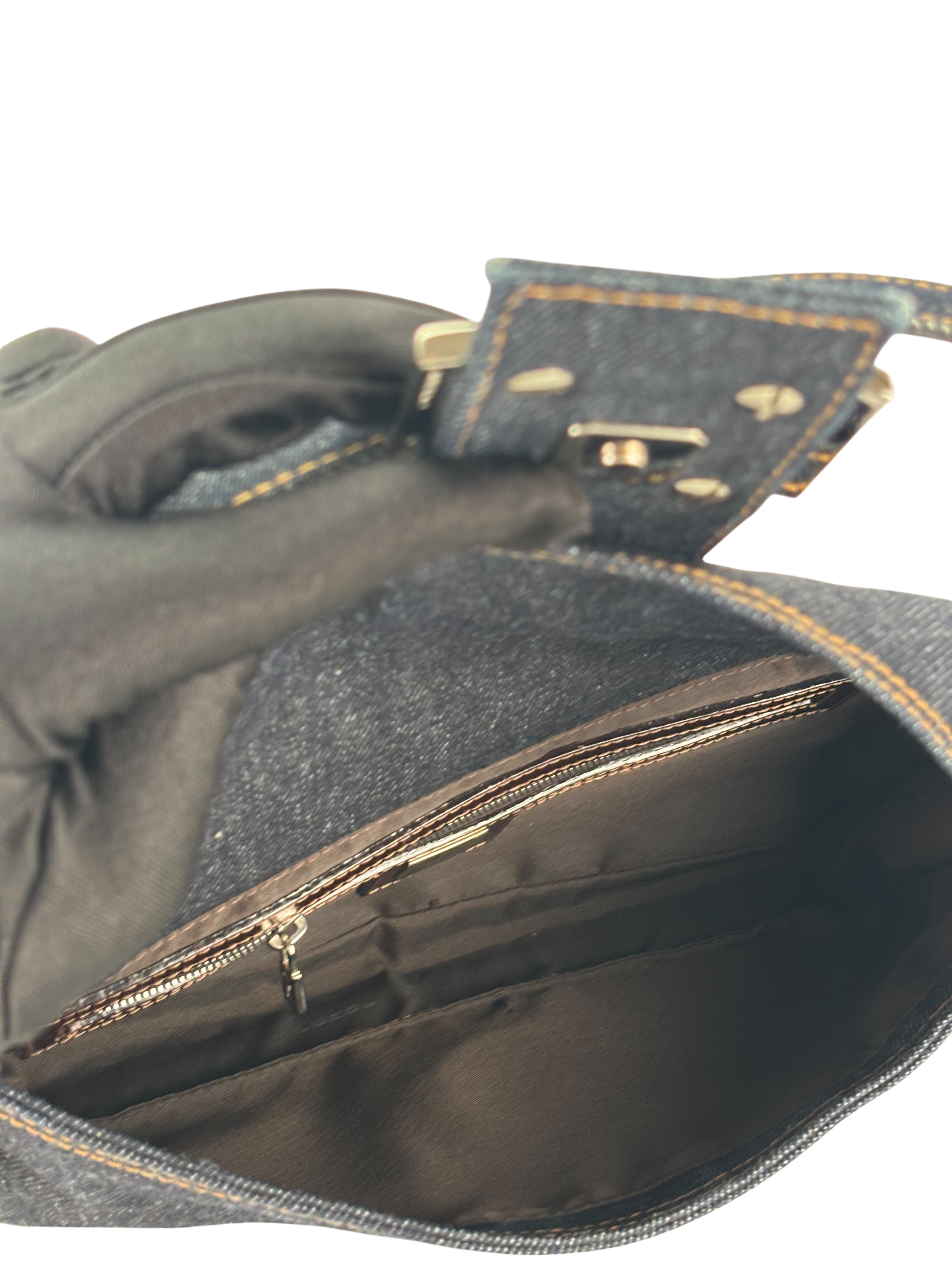 FENDI - Small Mamma Baguette Bag Denim Navy Sliver Hardware