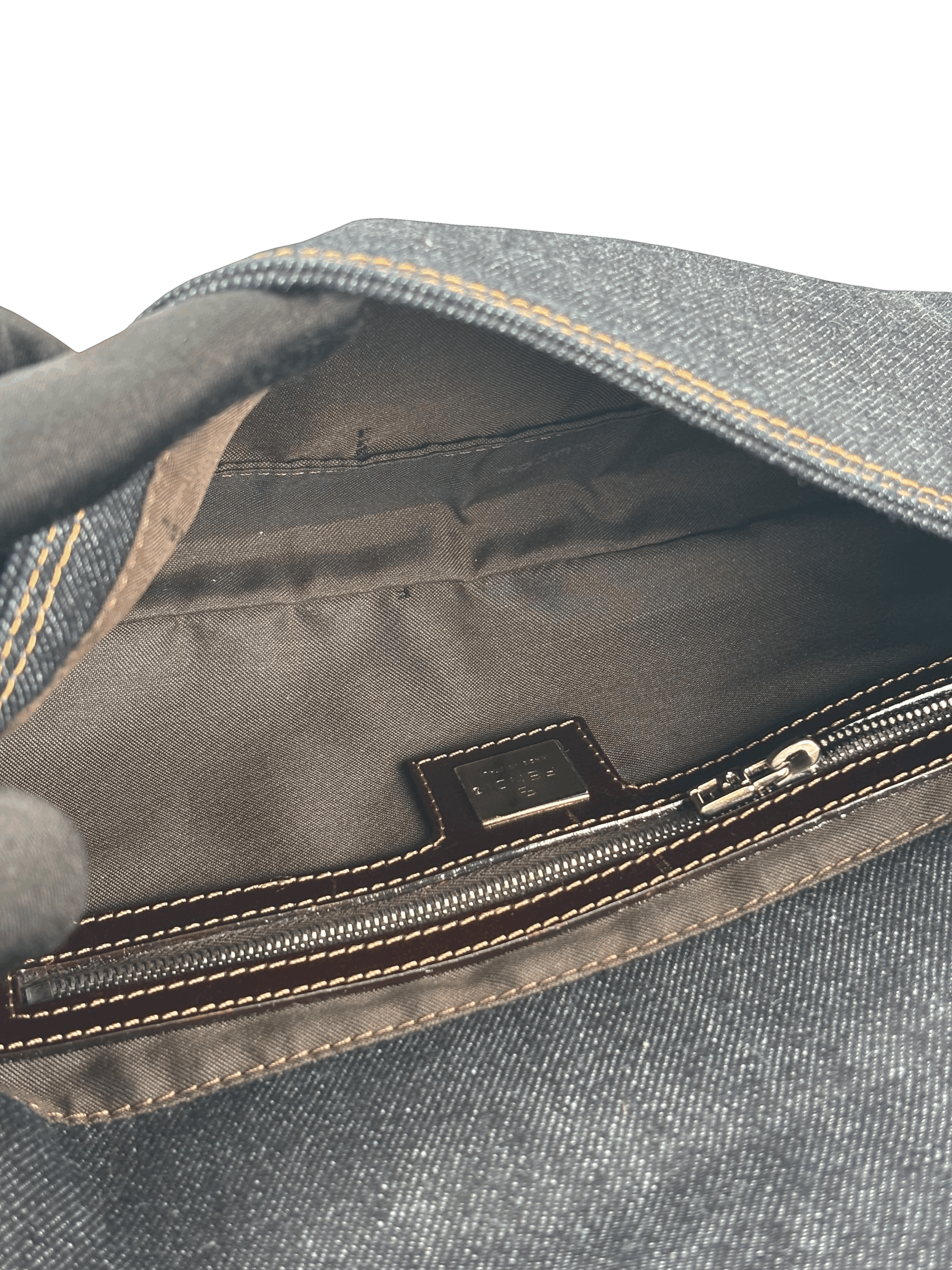 FENDI - Small Mamma Baguette Bag Denim Navy Sliver Hardware