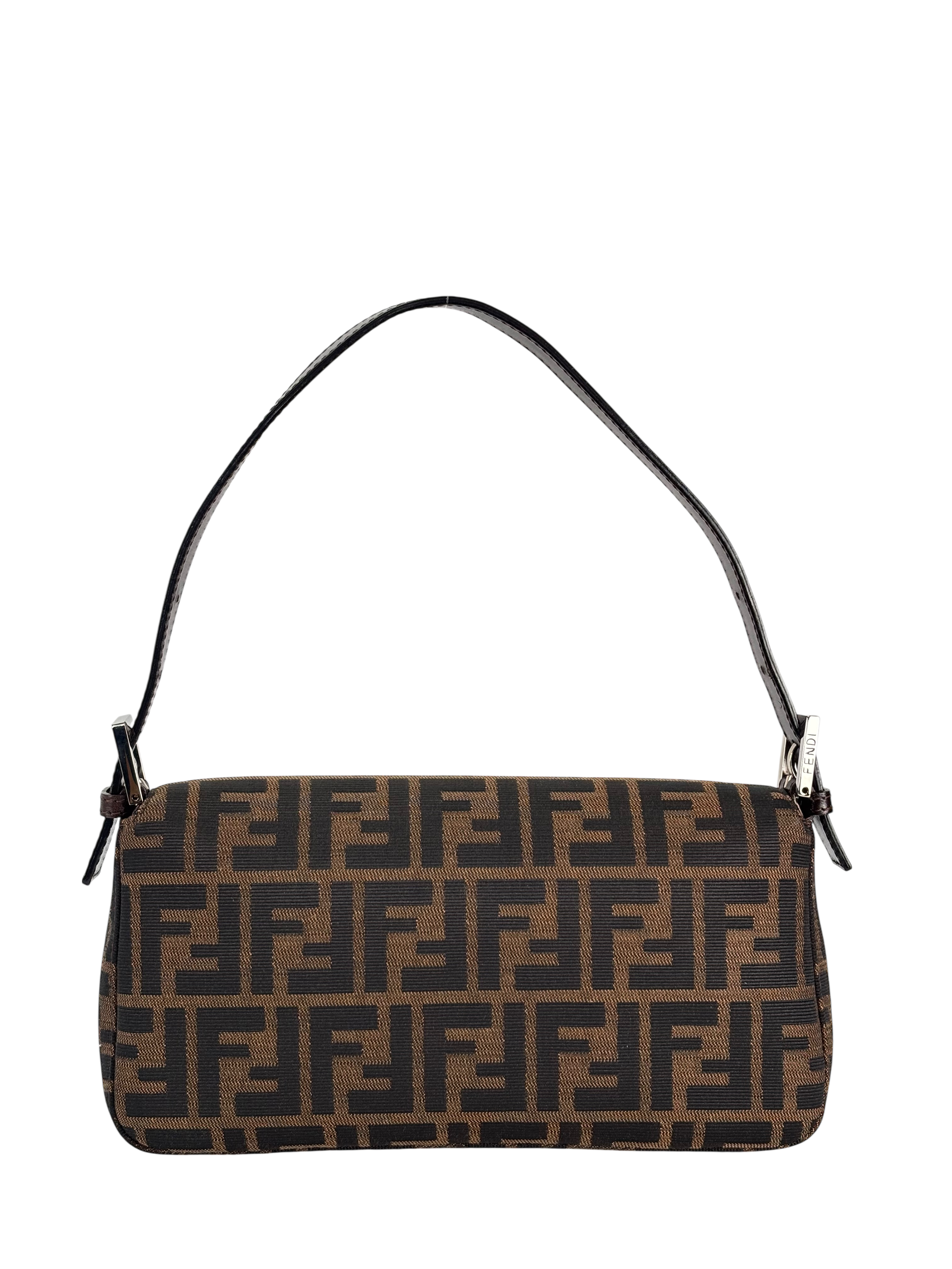 FENDI - Brown Zucca Baguette Handbag Silver Hardware