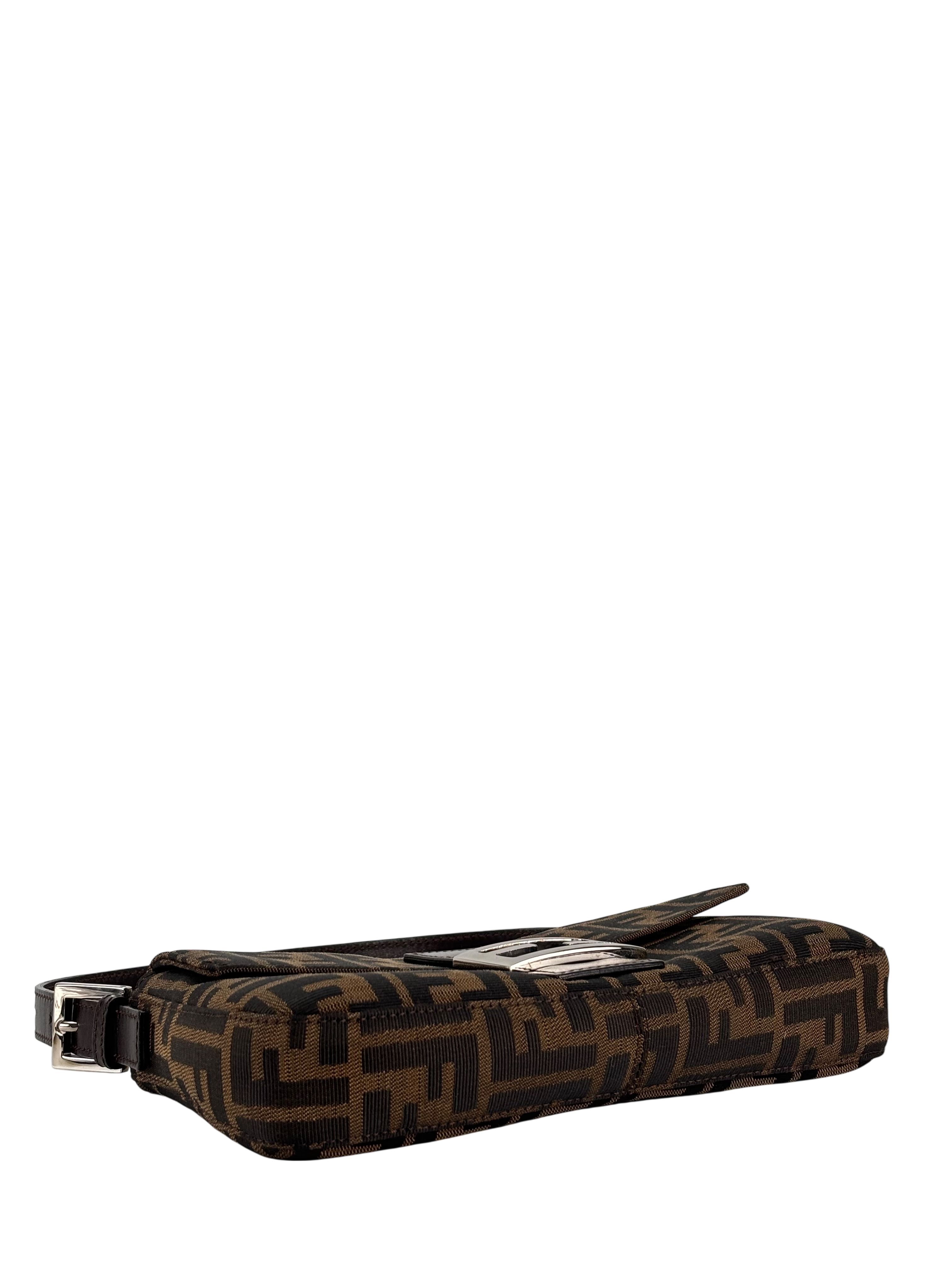 FENDI - Brown Zucca Baguette Handbag Silver Hardware