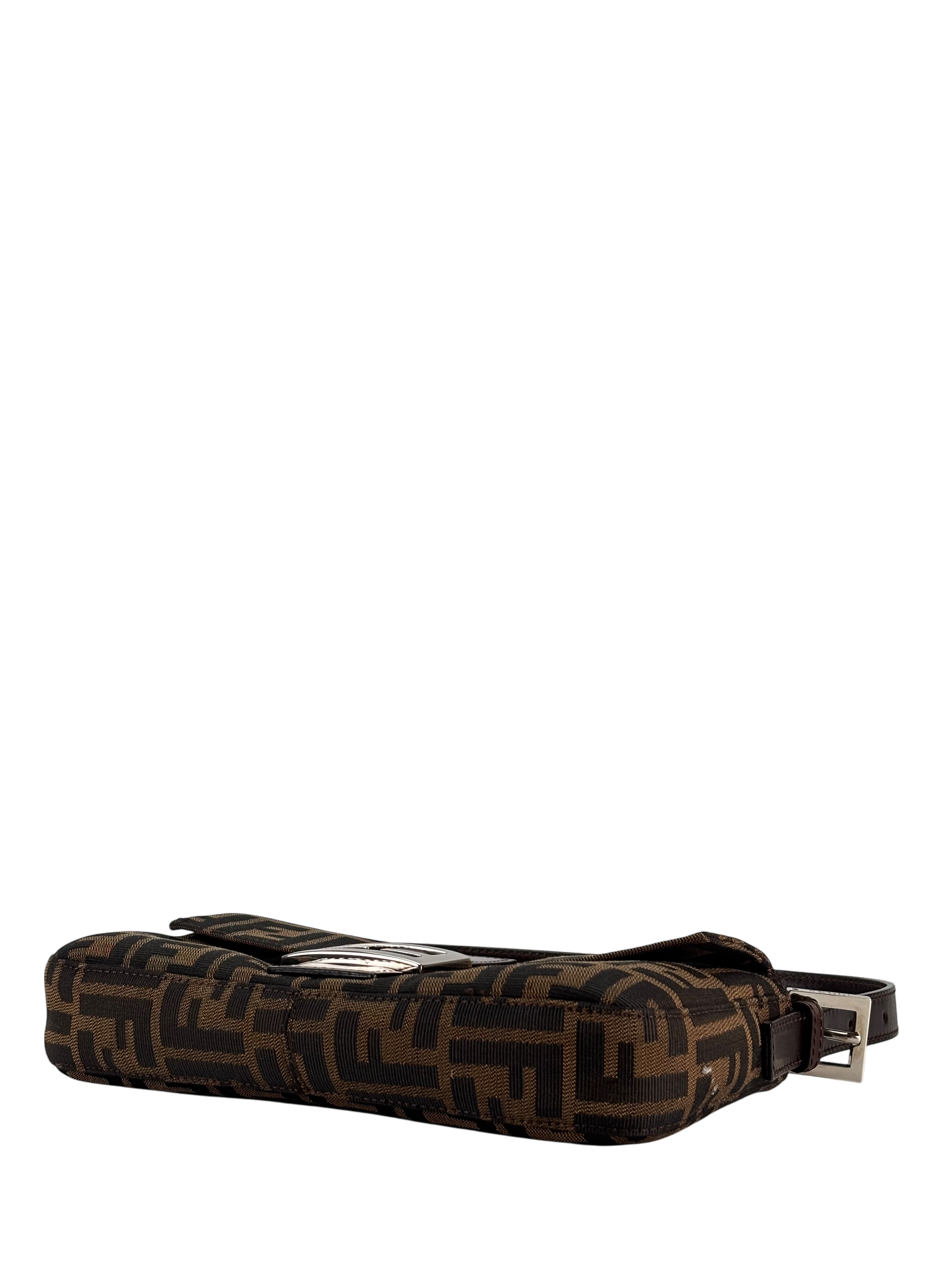 FENDI - Brown Zucca Baguette Handbag Silver Hardware