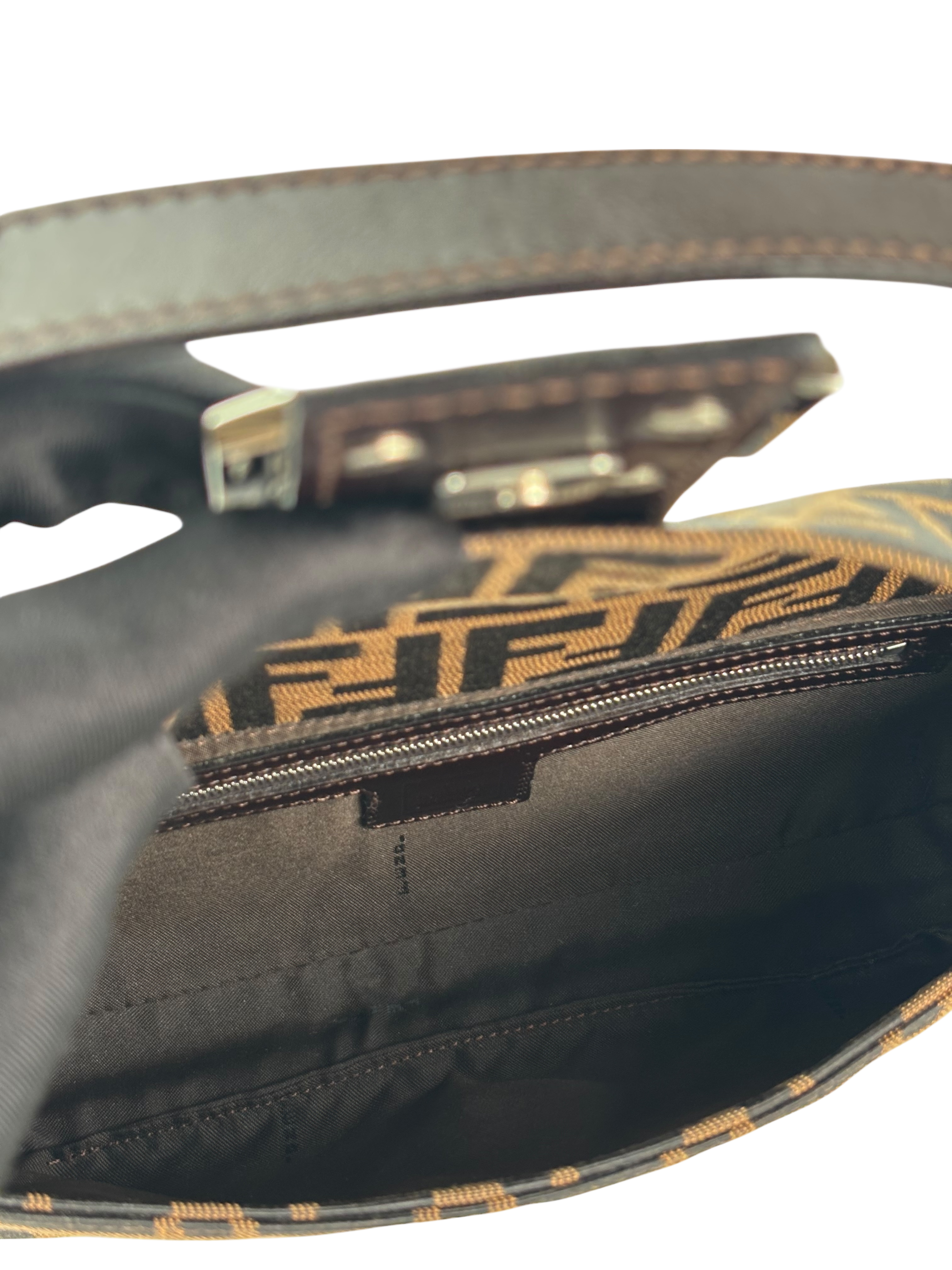 FENDI - Brown Zucca Baguette Handbag Silver Hardware