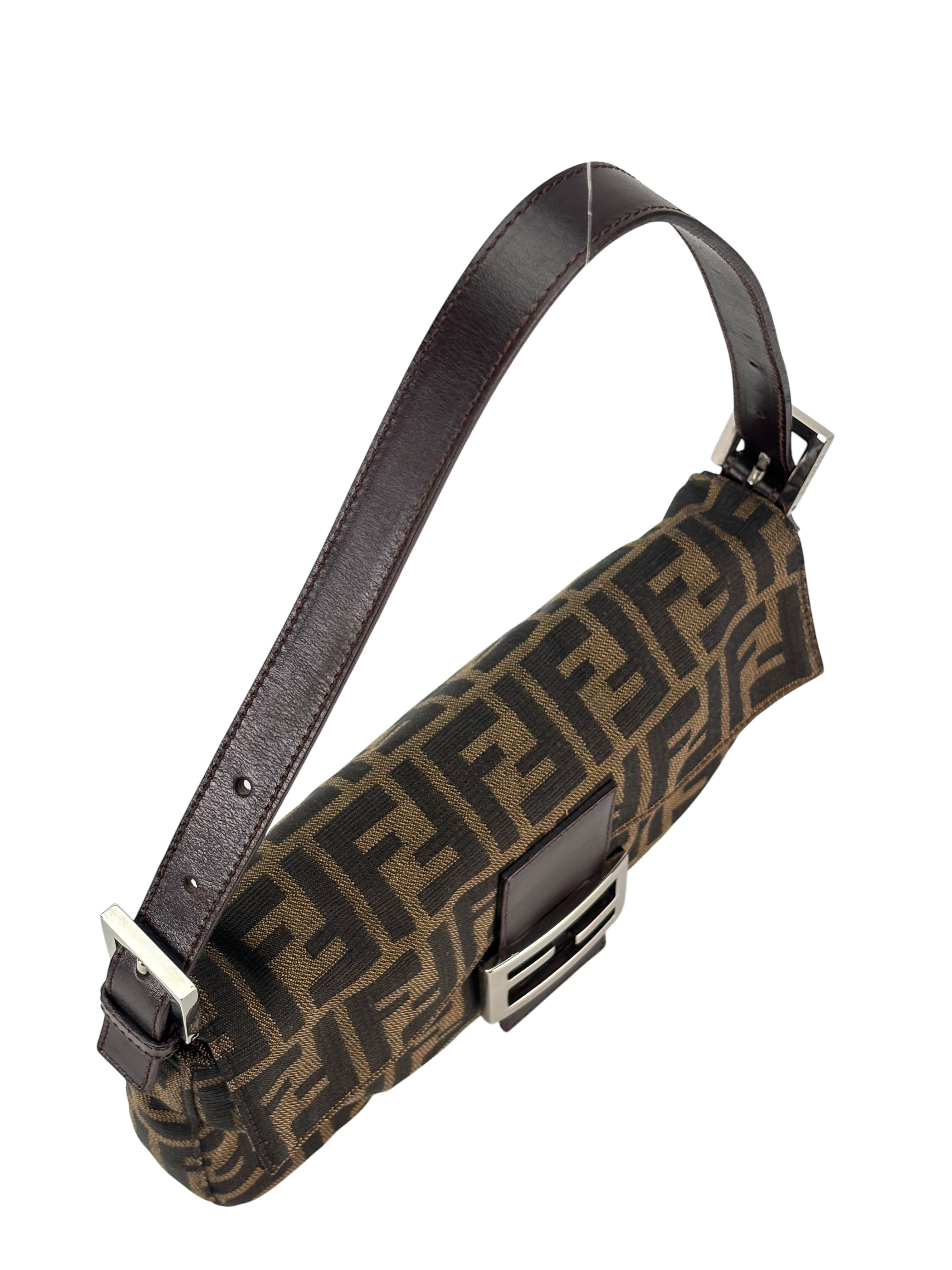 FENDI - Brown Zucca Baguette Handbag Silver Hardware