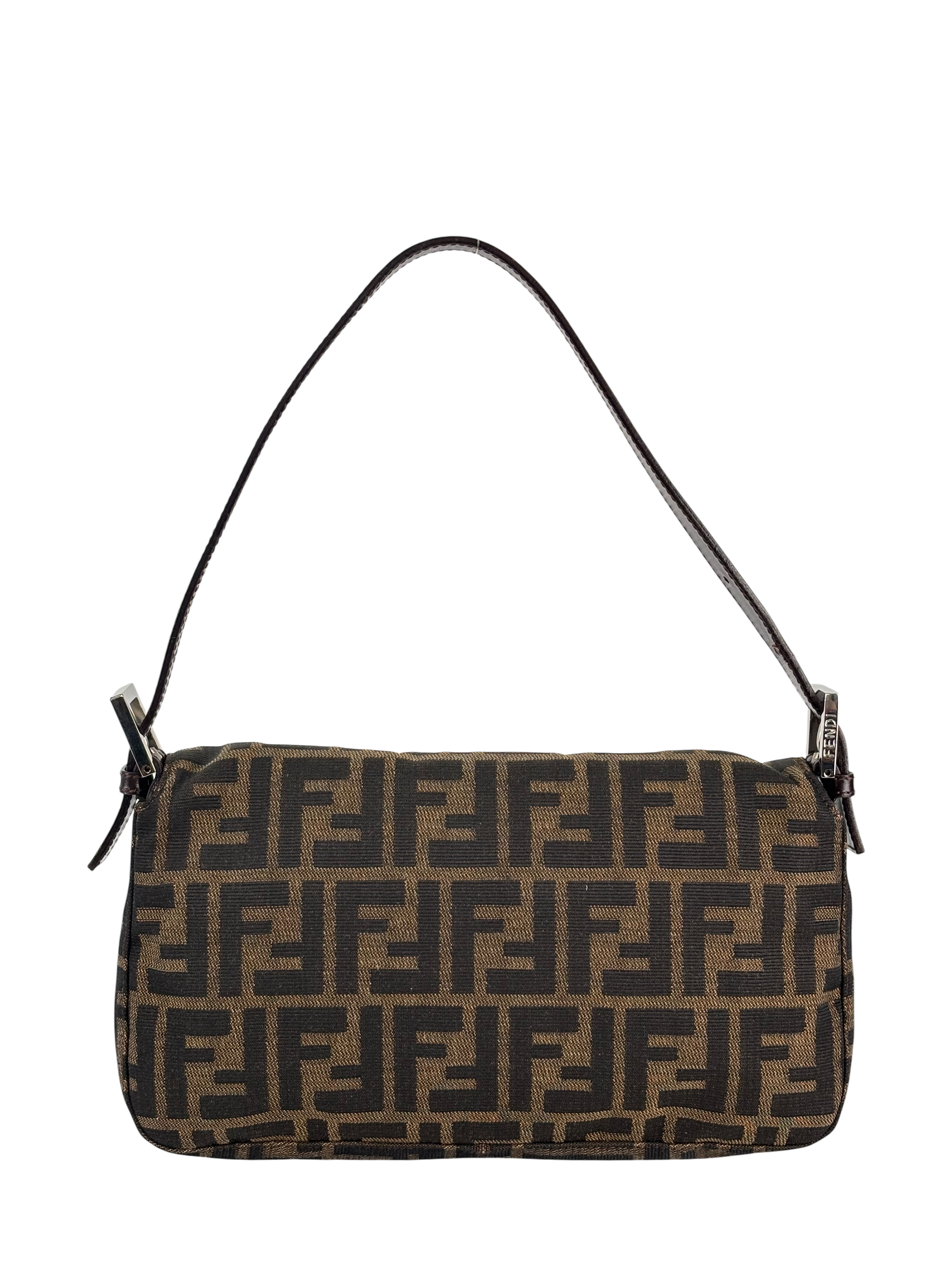 FENDI バッグ Fendi Ivory Zucca Mamma FF Monogram Baguette Zip Shoulder