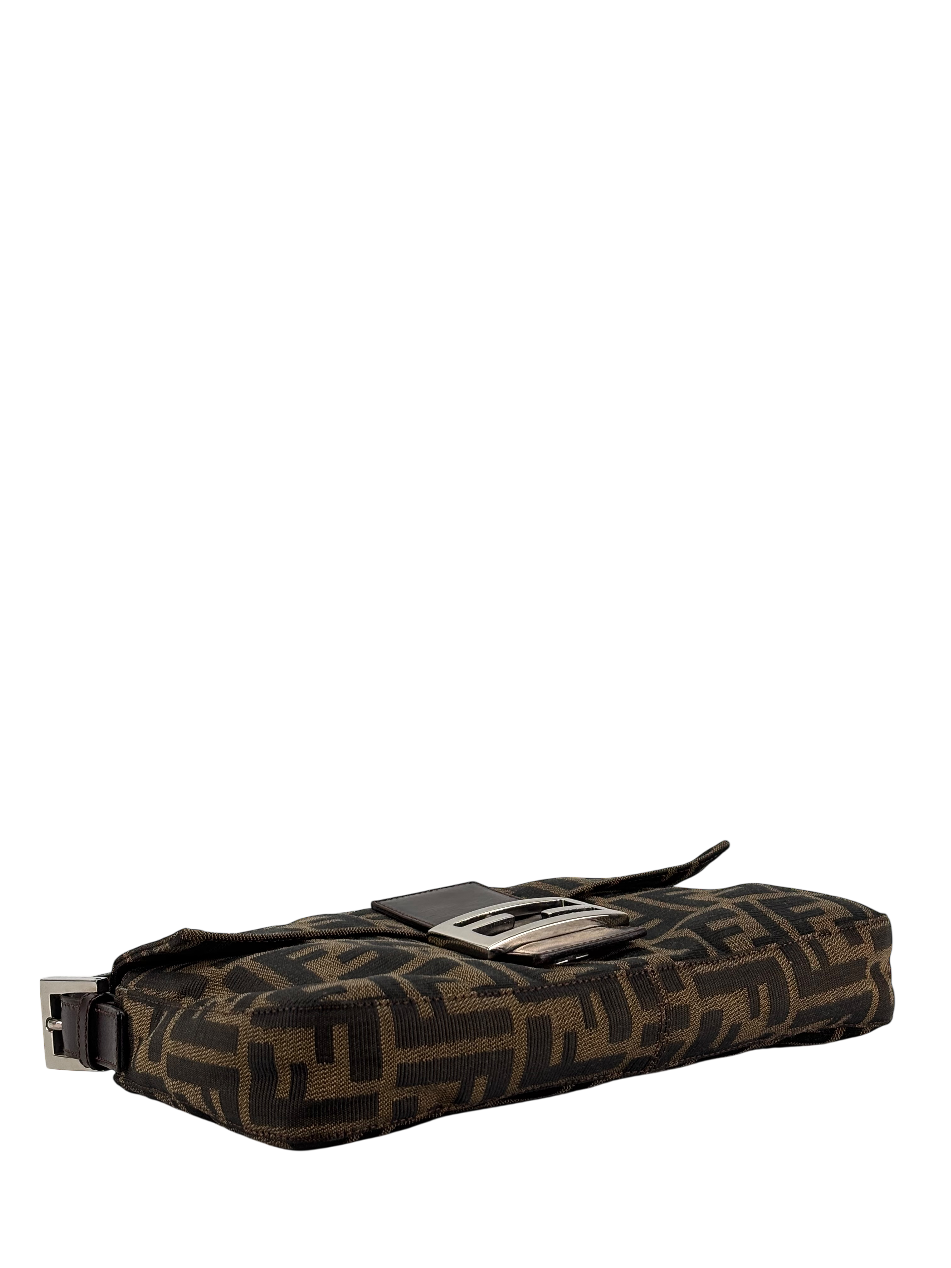 FENDI - Brown Zucca Baguette Handbag Silver Hardware