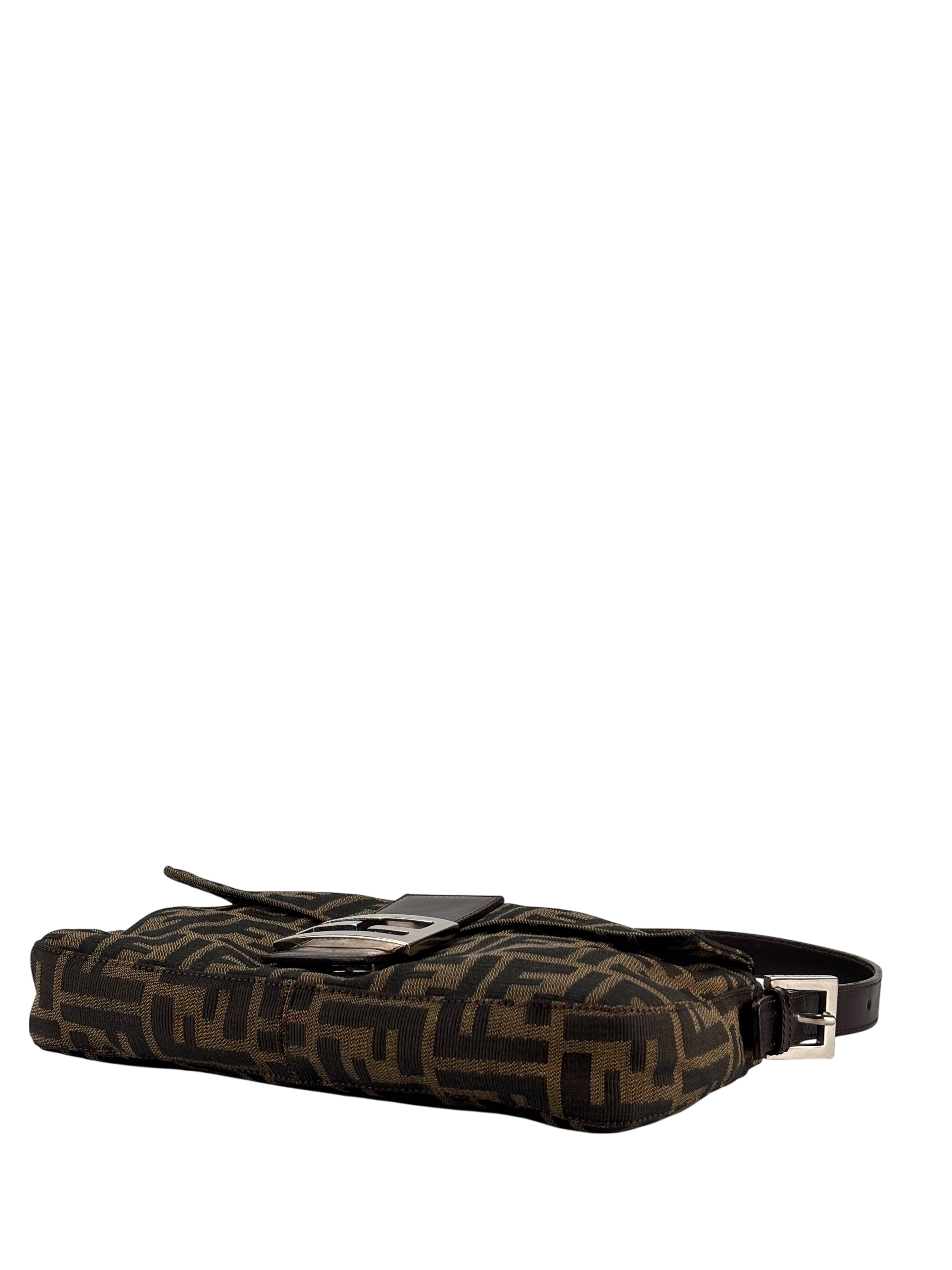 FENDI - Brown Zucca Baguette Handbag Silver Hardware