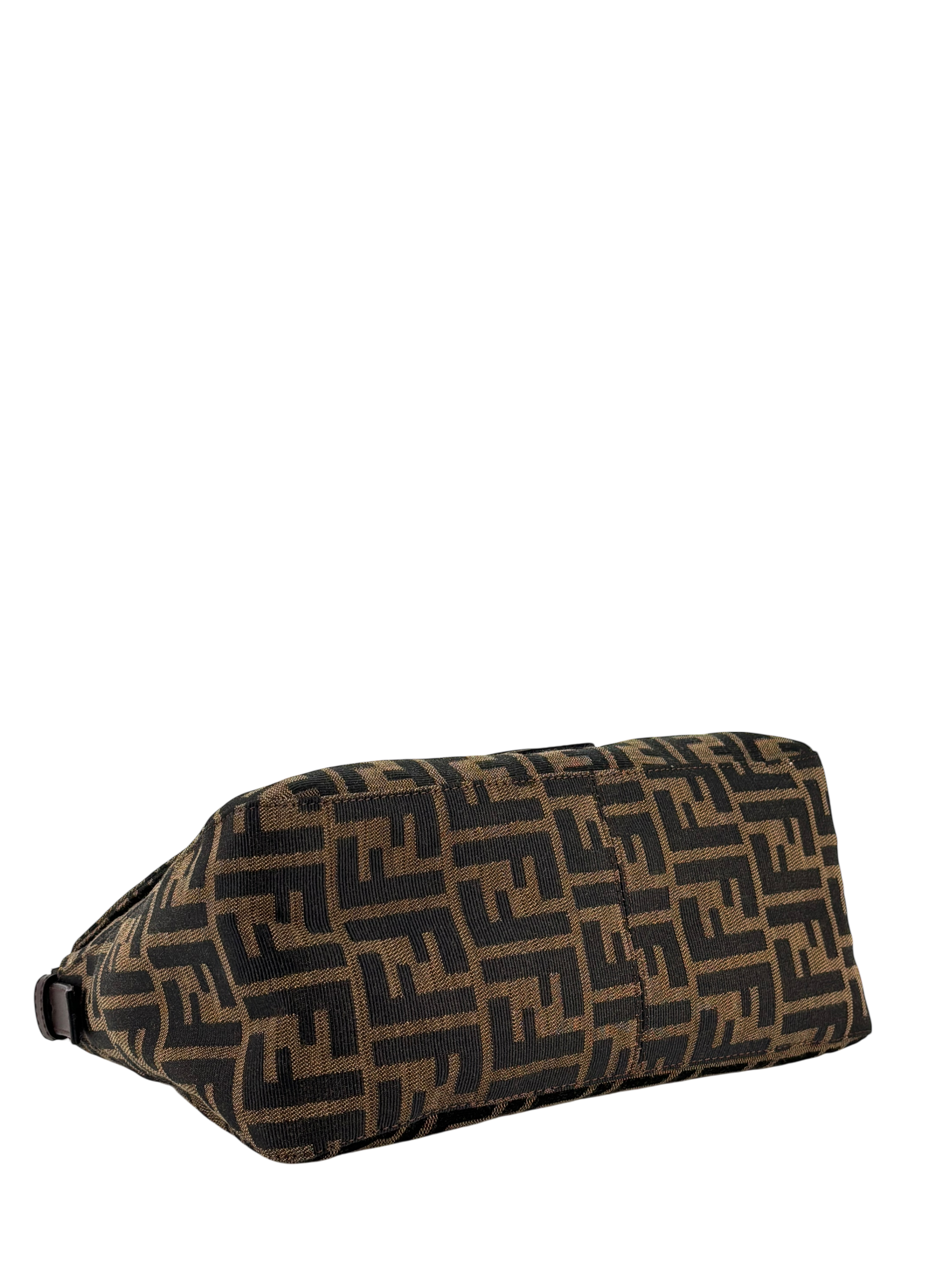 FENDI - Canvas Brown Zucca Mamma Baguette Handbag Silver Hardware