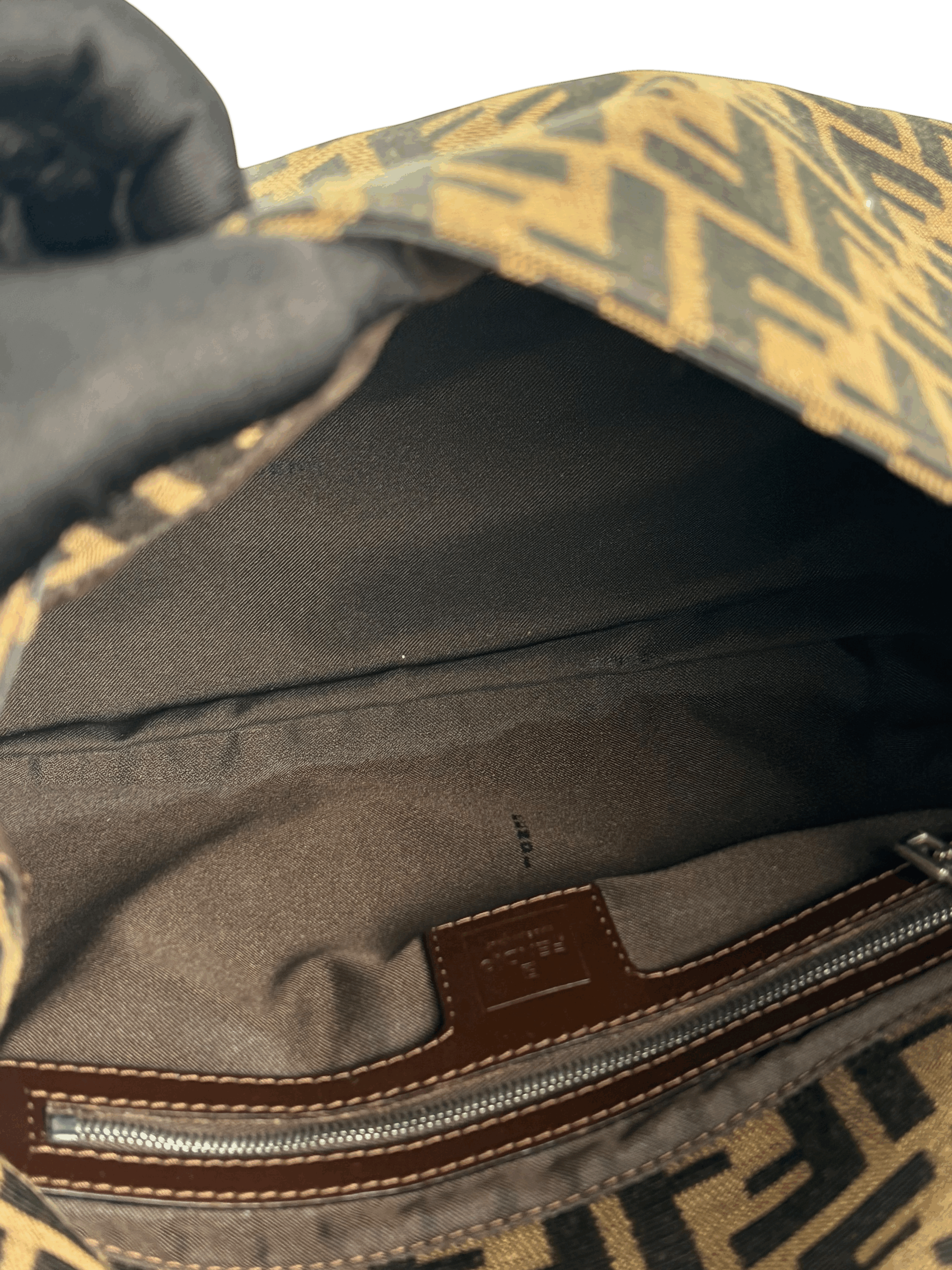 FENDI - Canvas Brown Zucca Mamma Baguette Handbag Silver Hardware