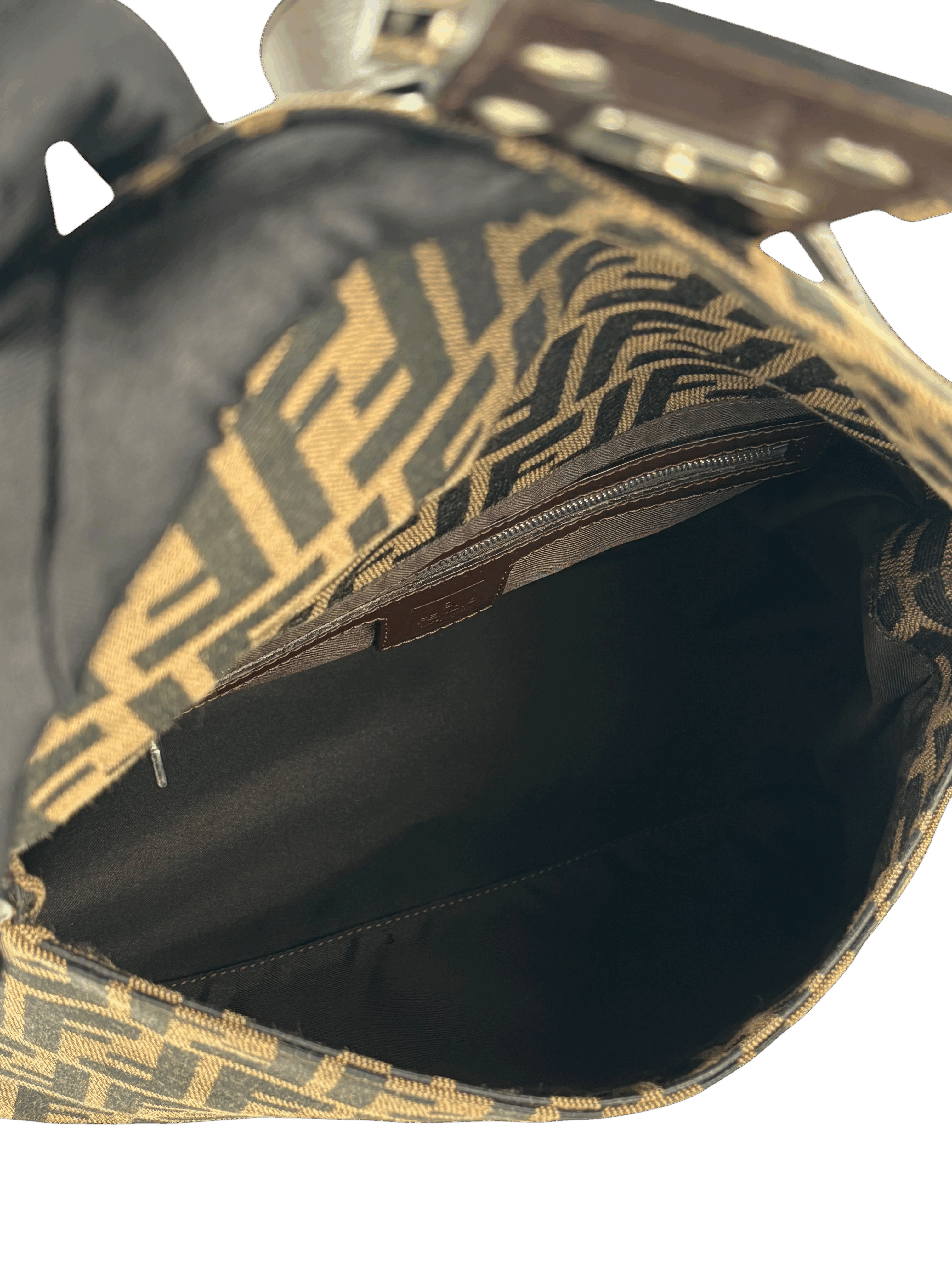 FENDI - Canvas Brown Zucca Mamma Baguette Handbag Silver Hardware