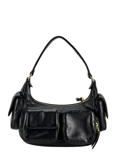 MIUMIU - Black Lambskin Pocket Leather Handbag 
