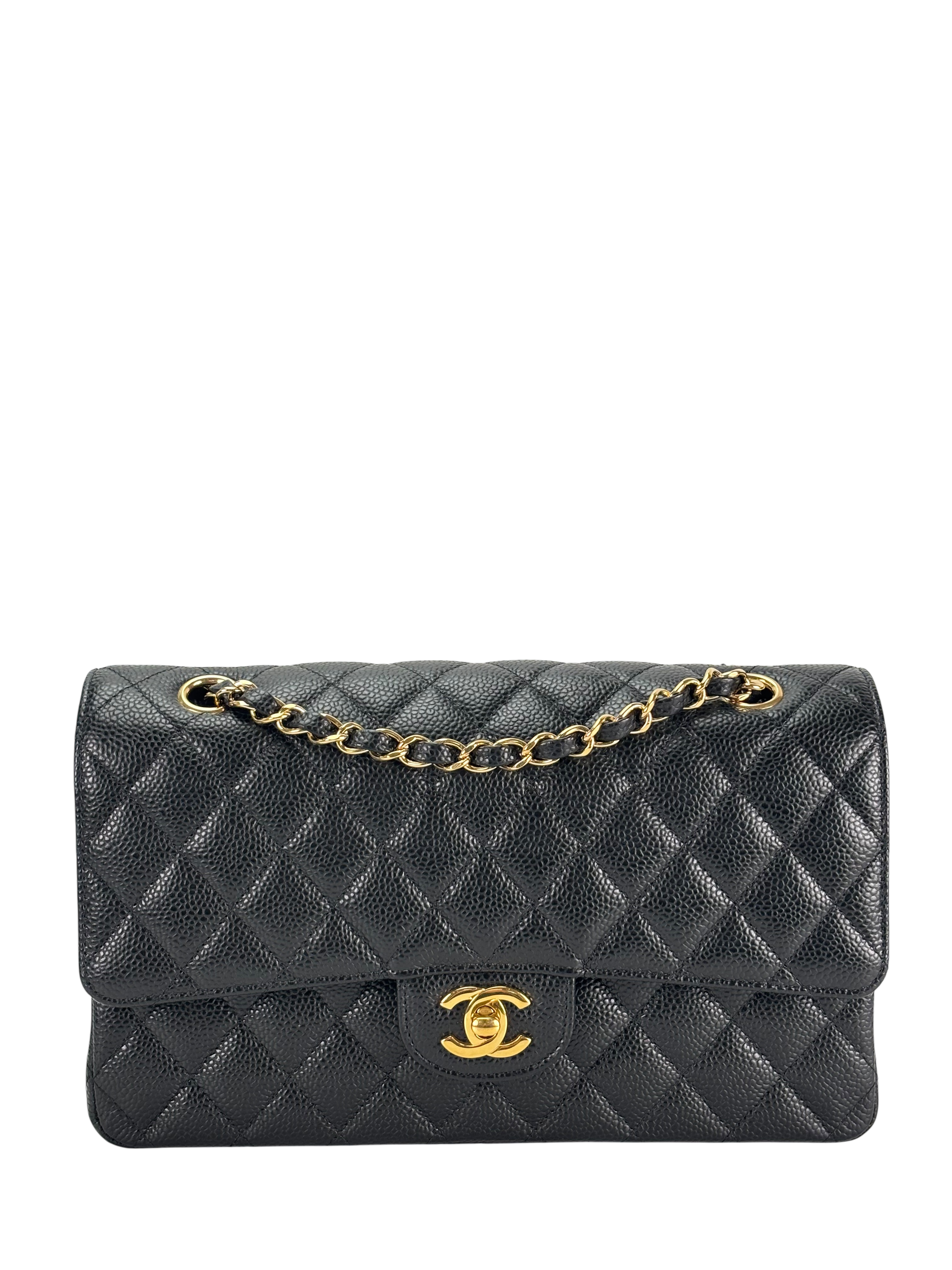 CHANEL - Medium Classic Double Flap Bag Black Caviar Gold Hardware (CF25)