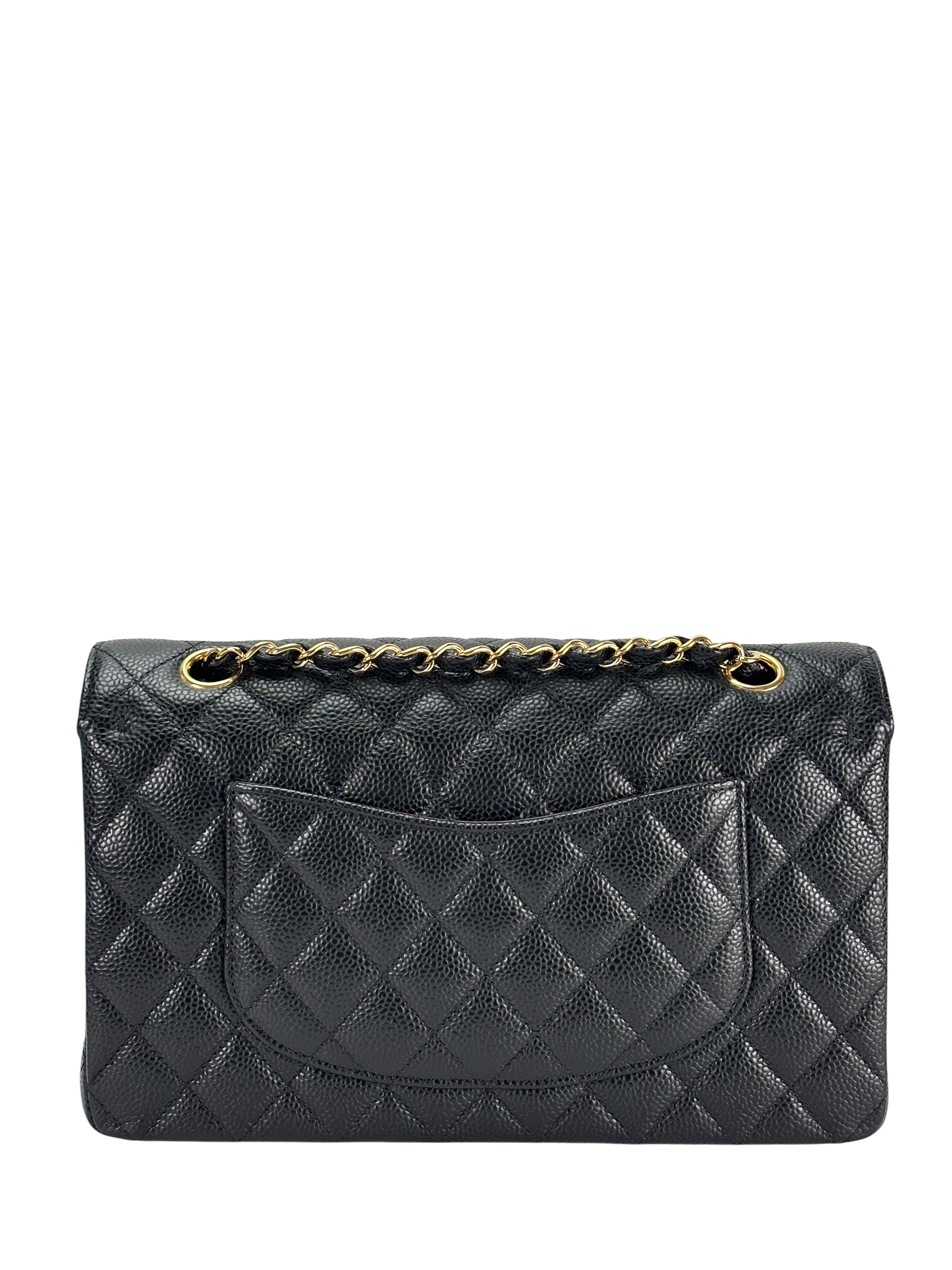 CHANEL - Medium Classic Double Flap Bag Black Caviar Gold Hardware (CF25)