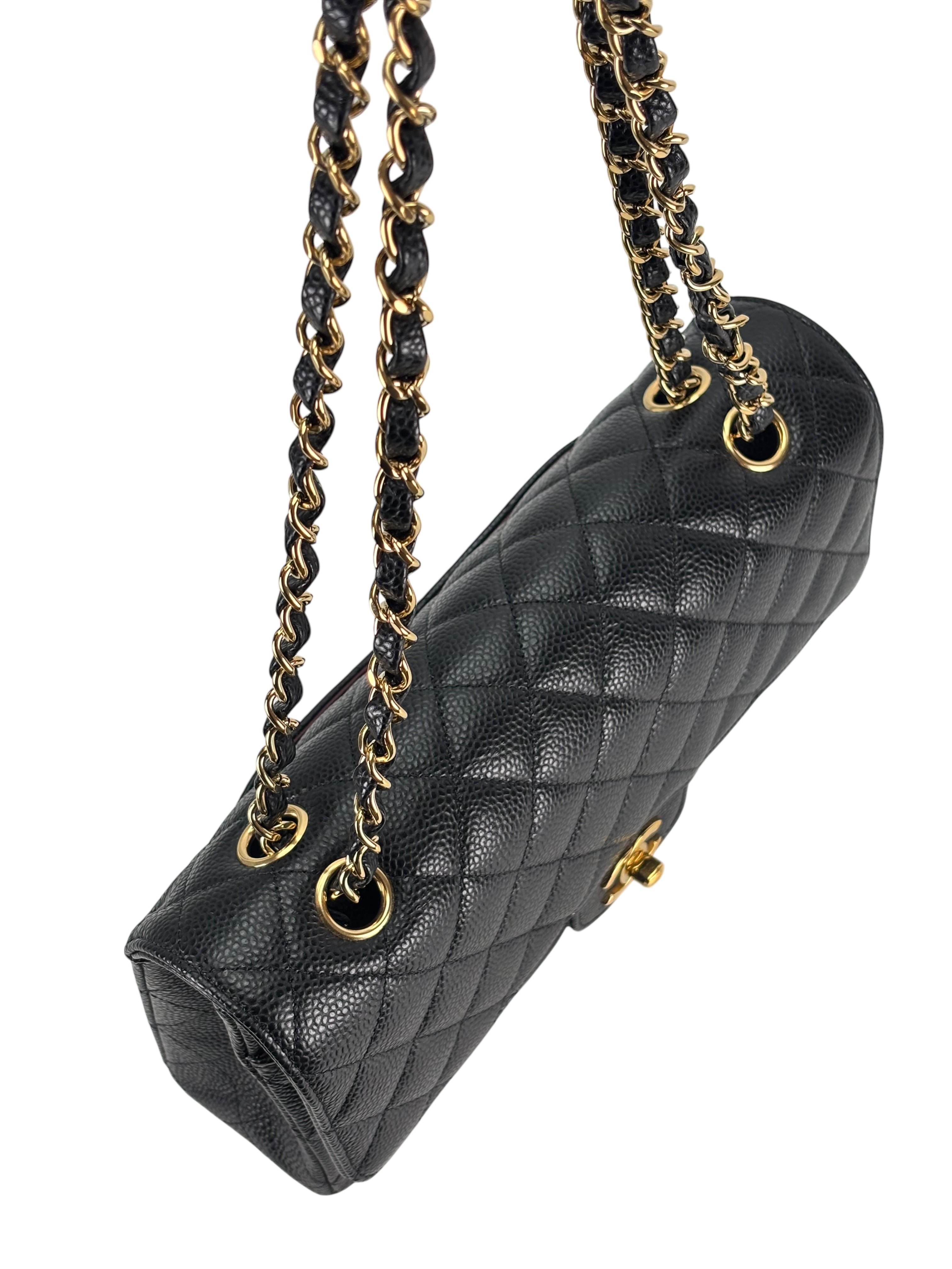 CHANEL - Medium Classic Double Flap Bag Black Caviar Gold Hardware (CF25)