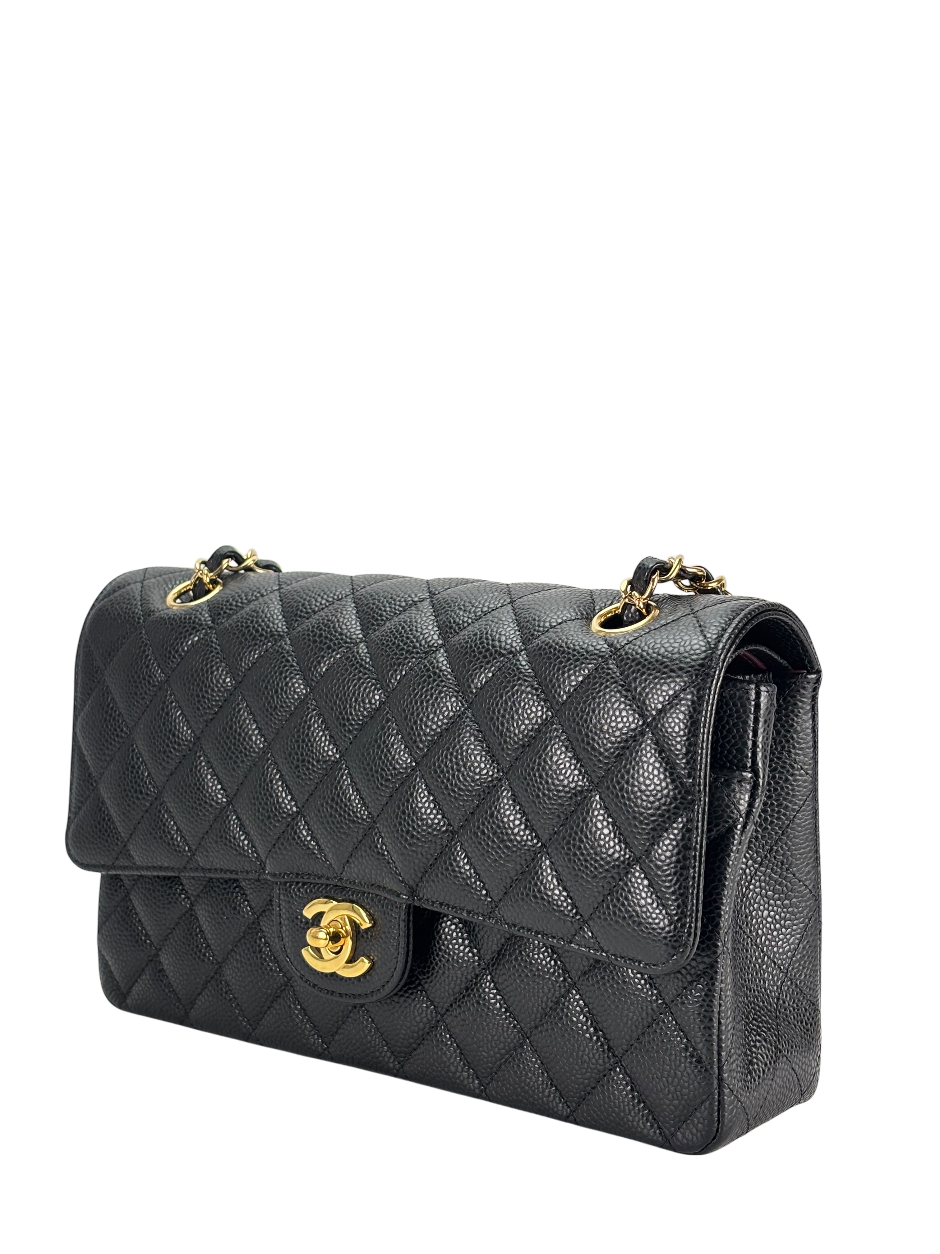 CHANEL - Medium Classic Double Flap Bag Black Caviar Gold Hardware (CF25)