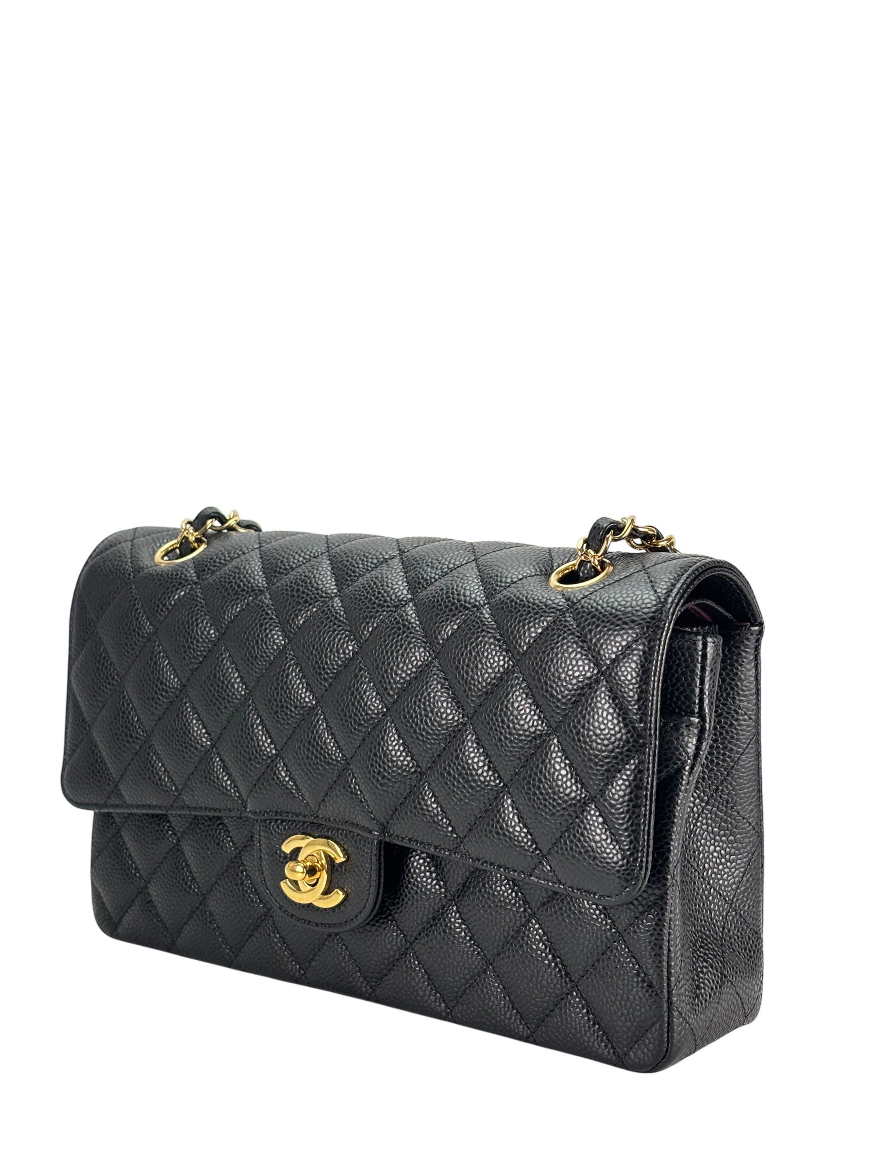 CHANEL - Medium Classic Double Flap Bag Black Caviar Gold Hardware (CF25)