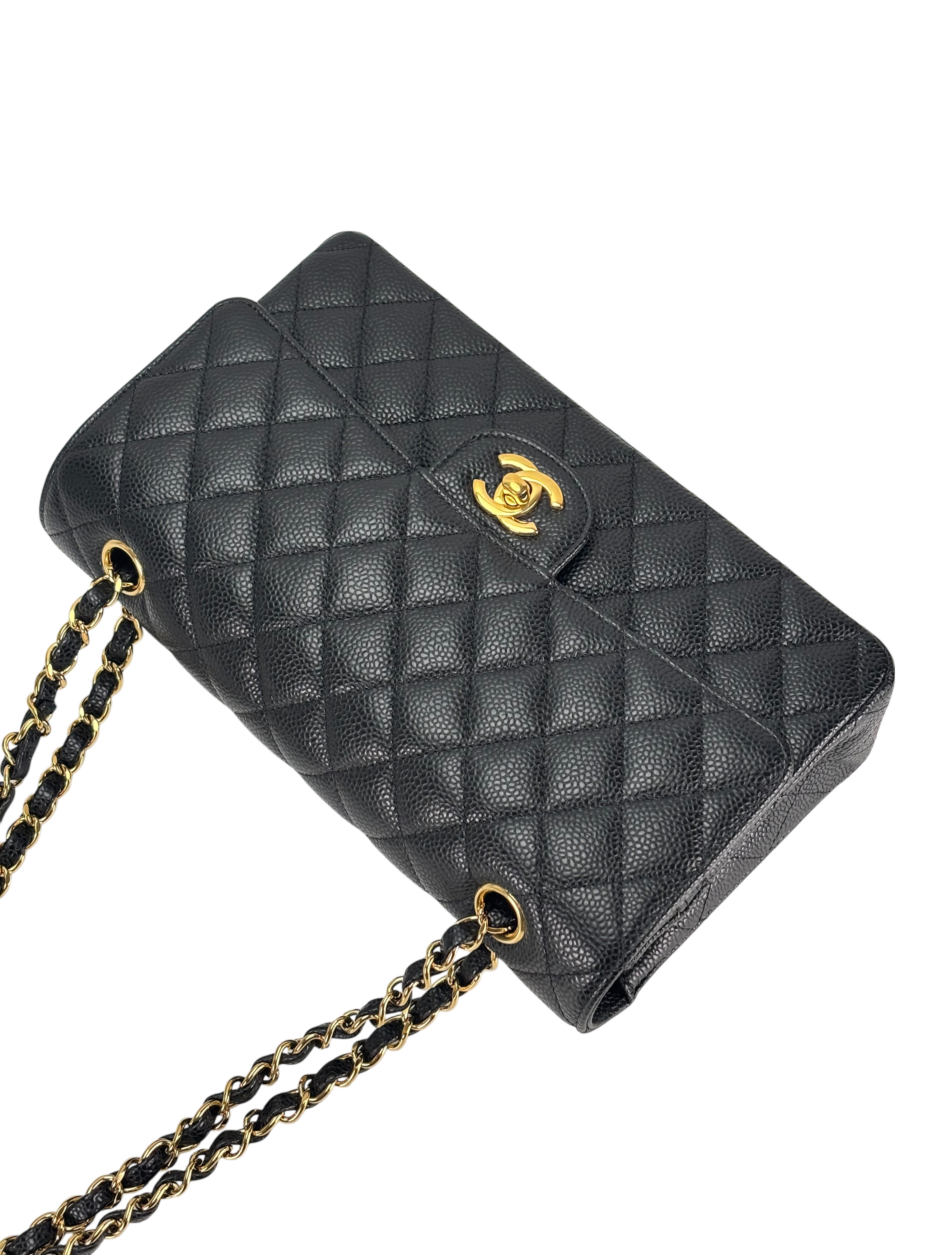 CHANEL - Medium Classic Double Flap Bag Black Caviar Gold Hardware (CF25)