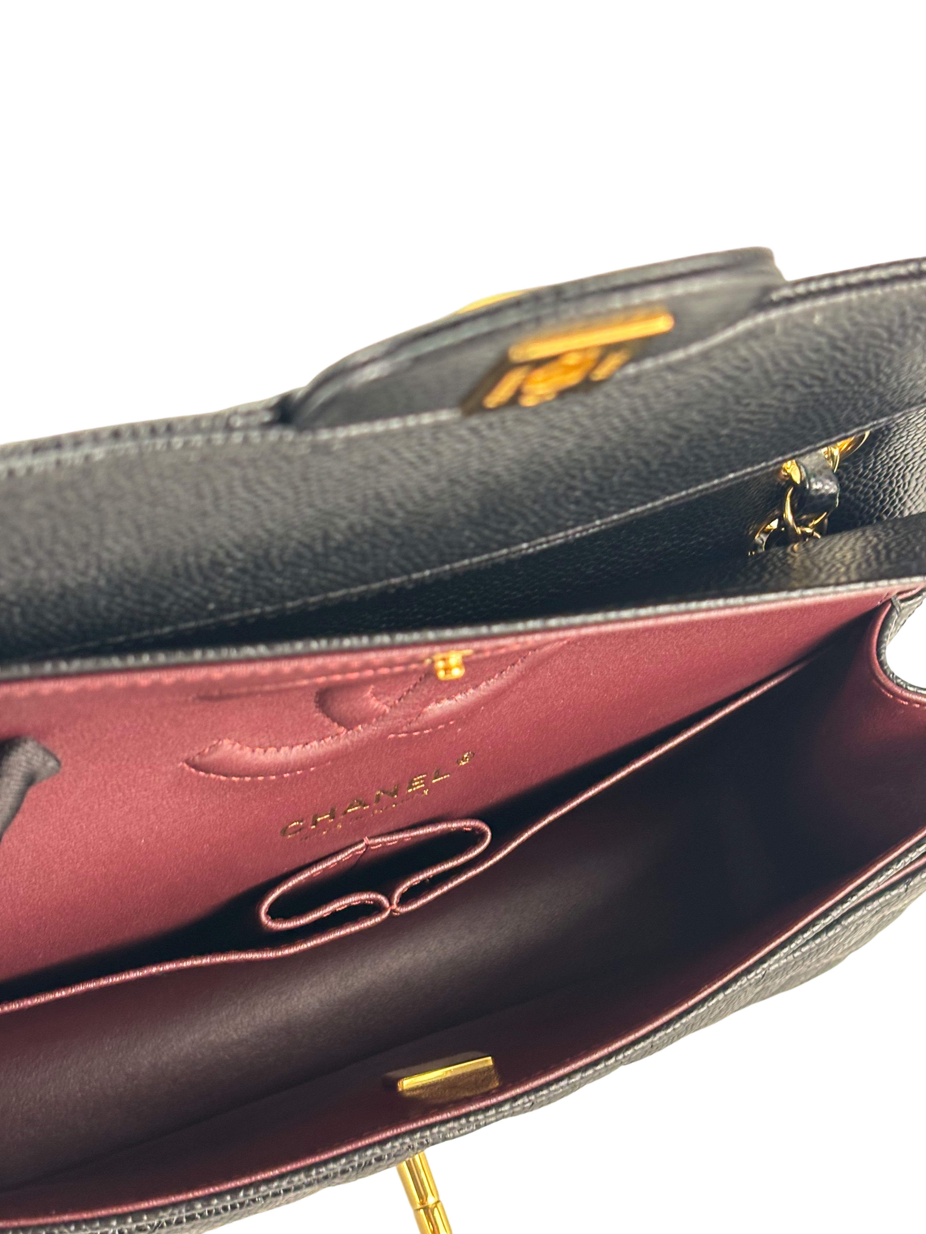 CHANEL - Medium Classic Double Flap Bag Black Caviar Gold Hardware (CF25)