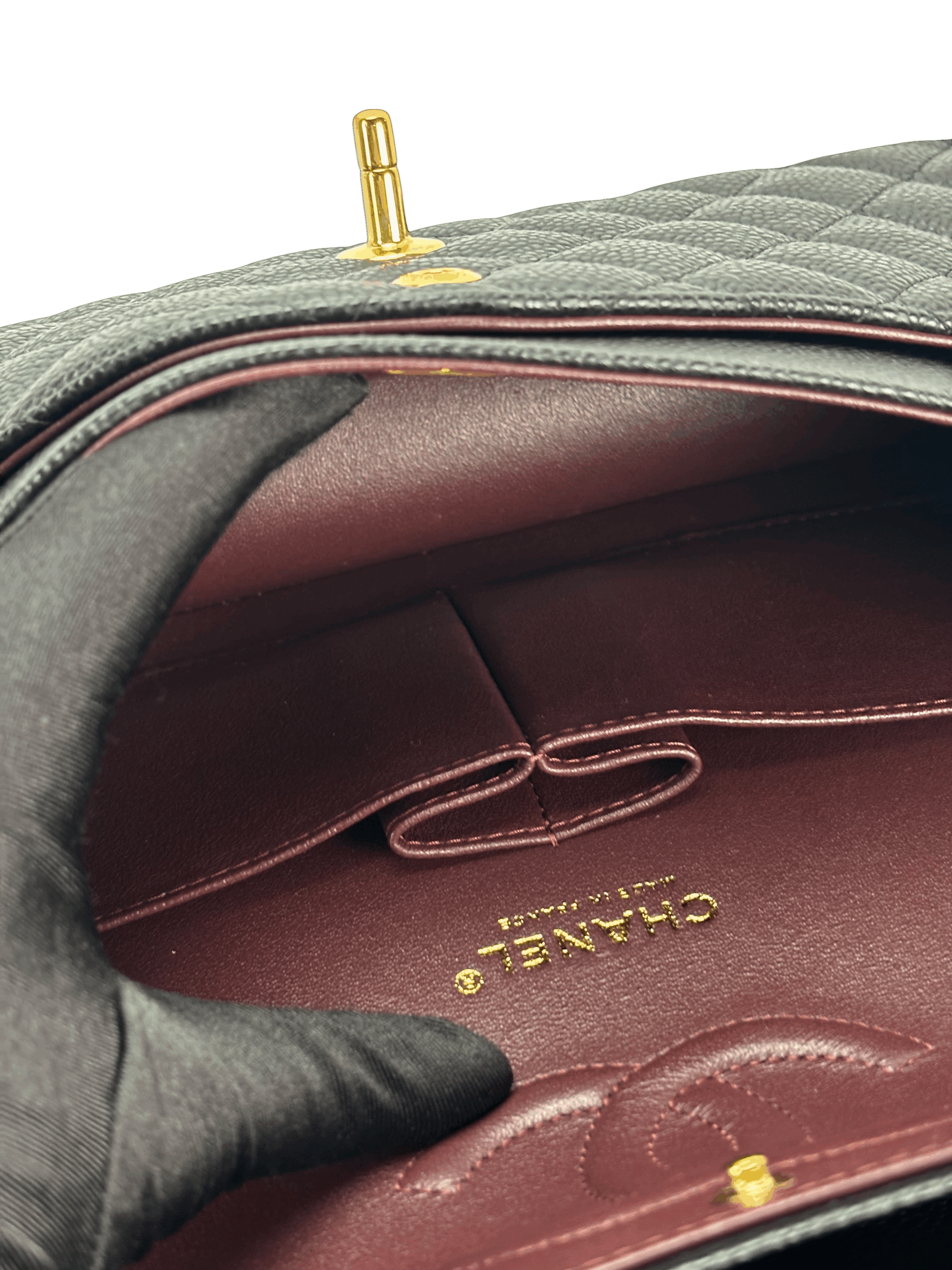 CHANEL - Medium Classic Double Flap Bag Black Caviar Gold Hardware (CF25)