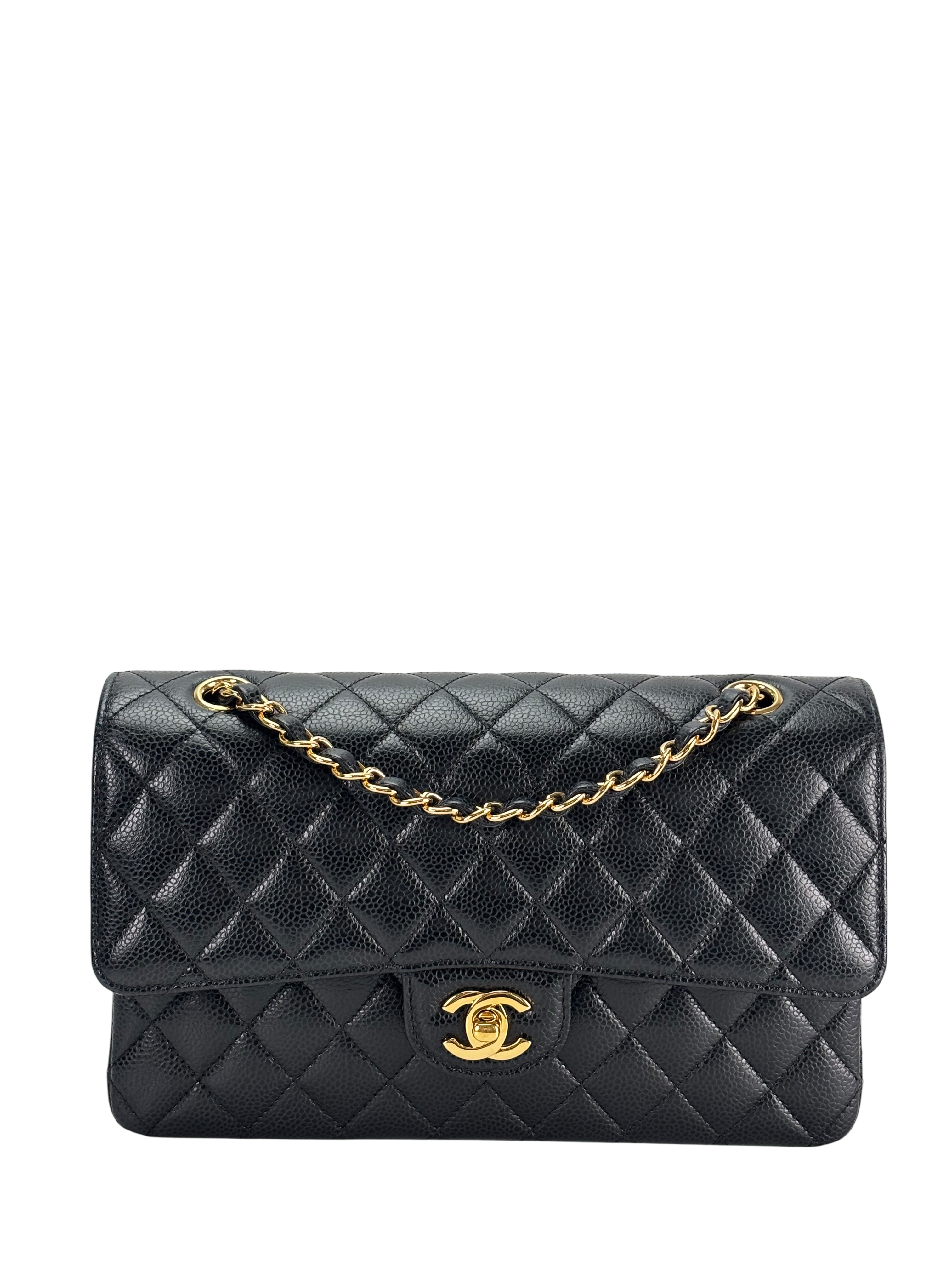 CHANEL - Medium Classic Double Flap Bag Black Caviar Gold Hardware (CF25)