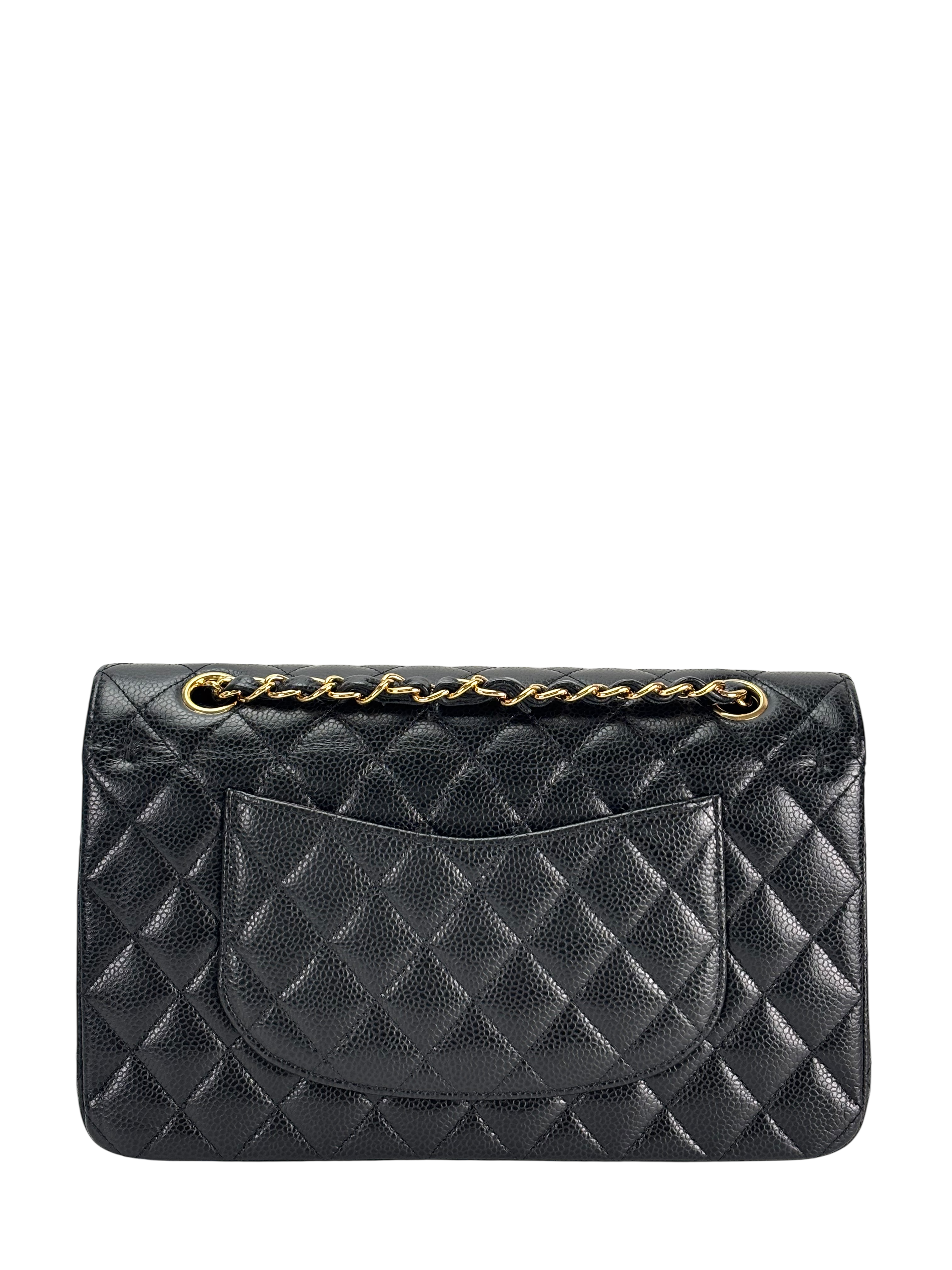 CHANEL - Medium Classic Double Flap Bag Black Caviar Gold Hardware (CF25)