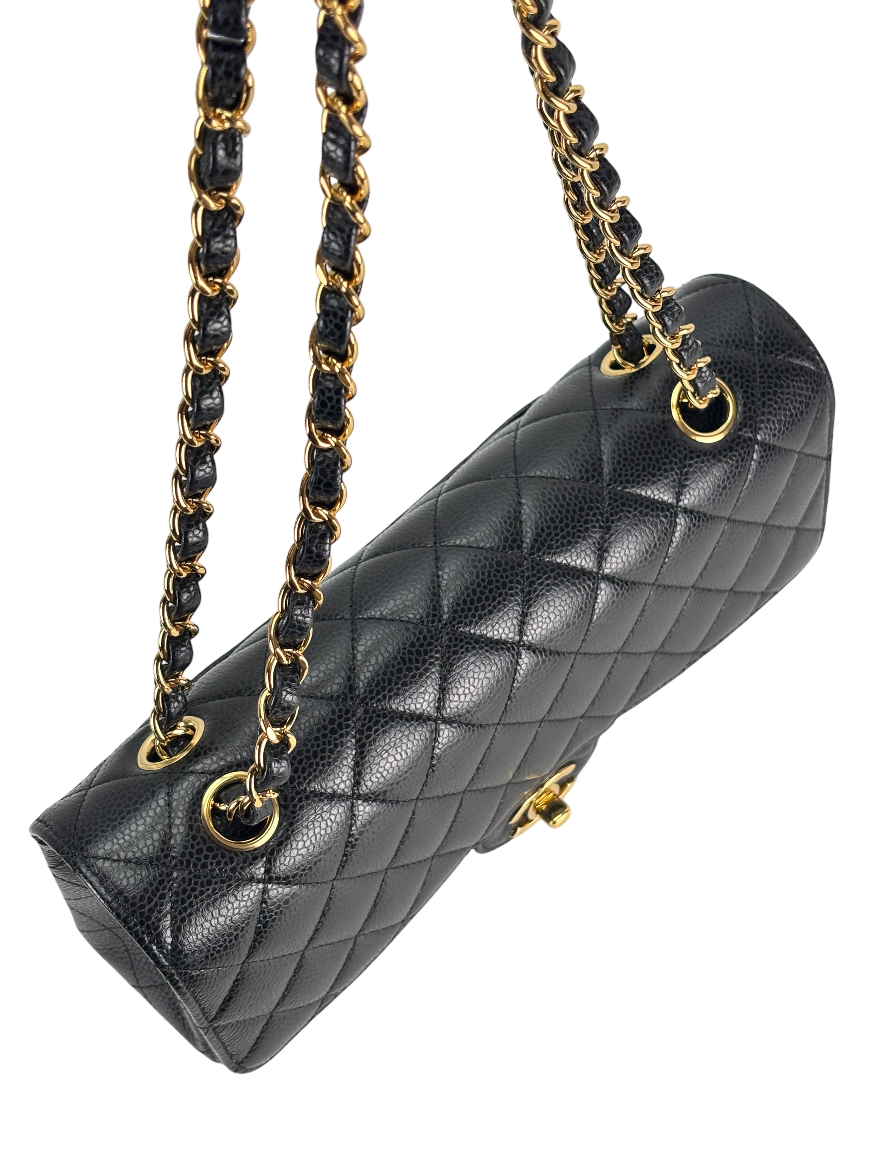 CHANEL - Medium Classic Double Flap Bag Black Caviar Gold Hardware (CF25)