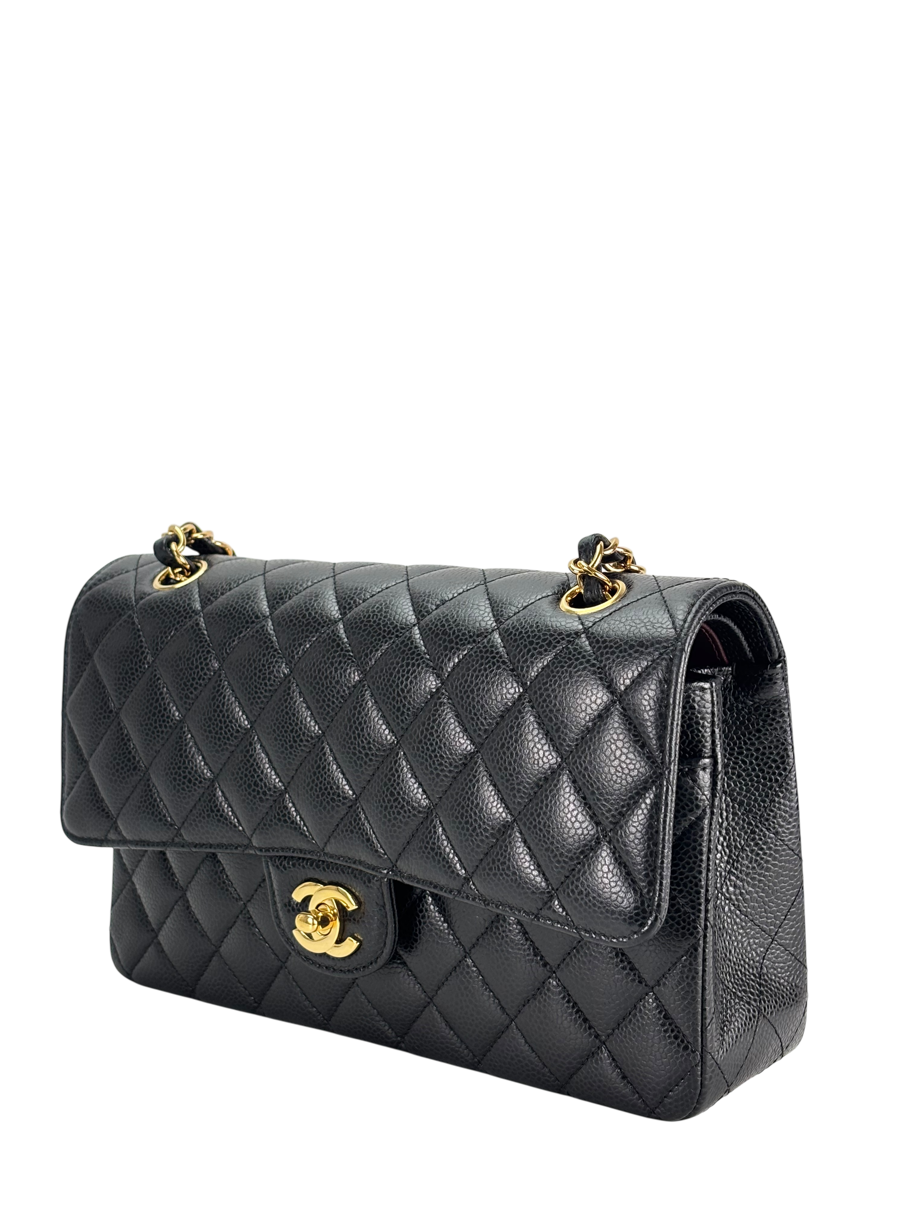 CHANEL - Medium Classic Double Flap Bag Black Caviar Gold Hardware (CF25)