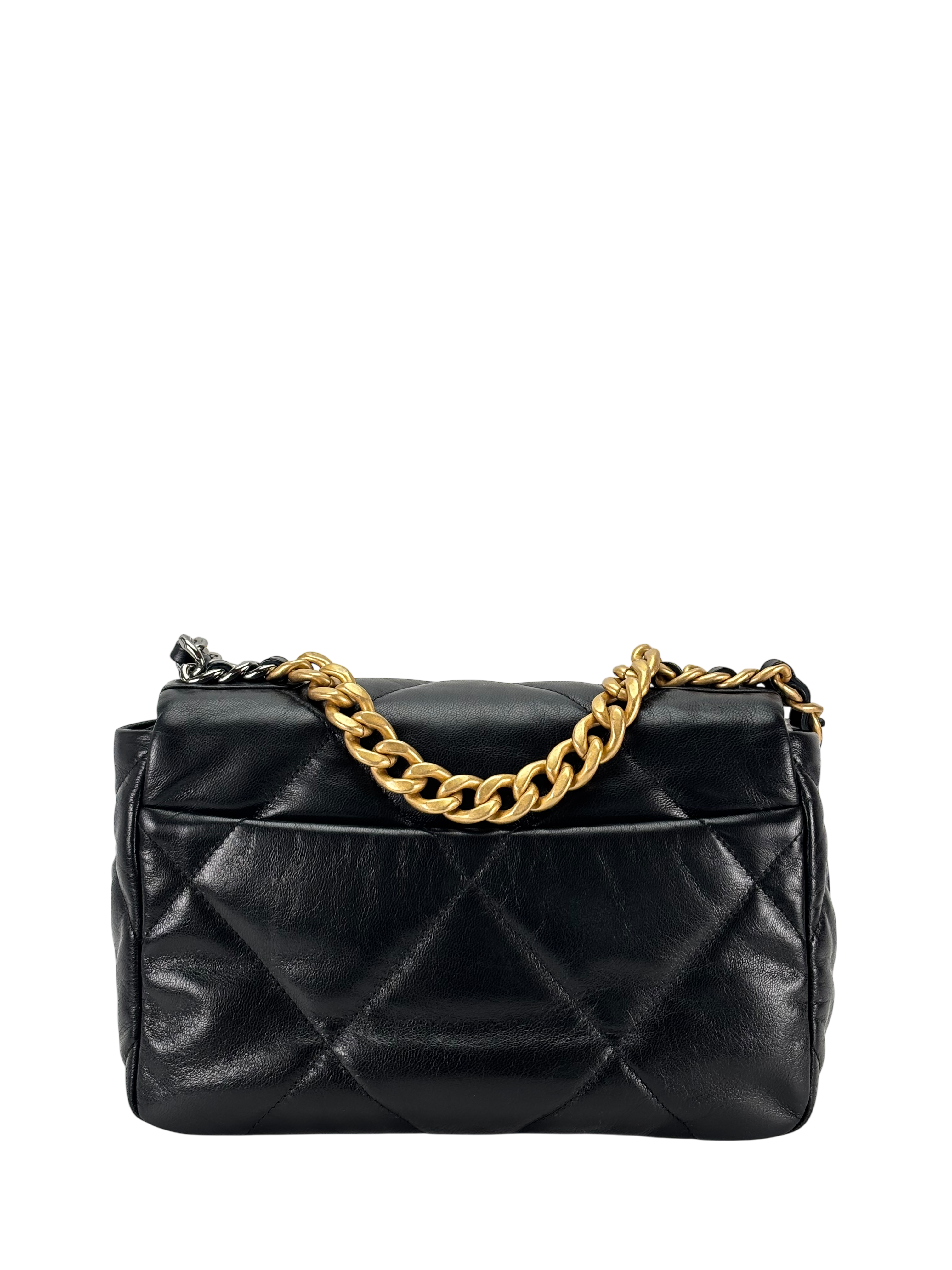 CHANEL - Black Lambskin 19 Medium Flap Bag