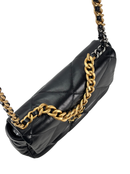 CHANEL - Black Lambskin 19 Medium Flap Bag
