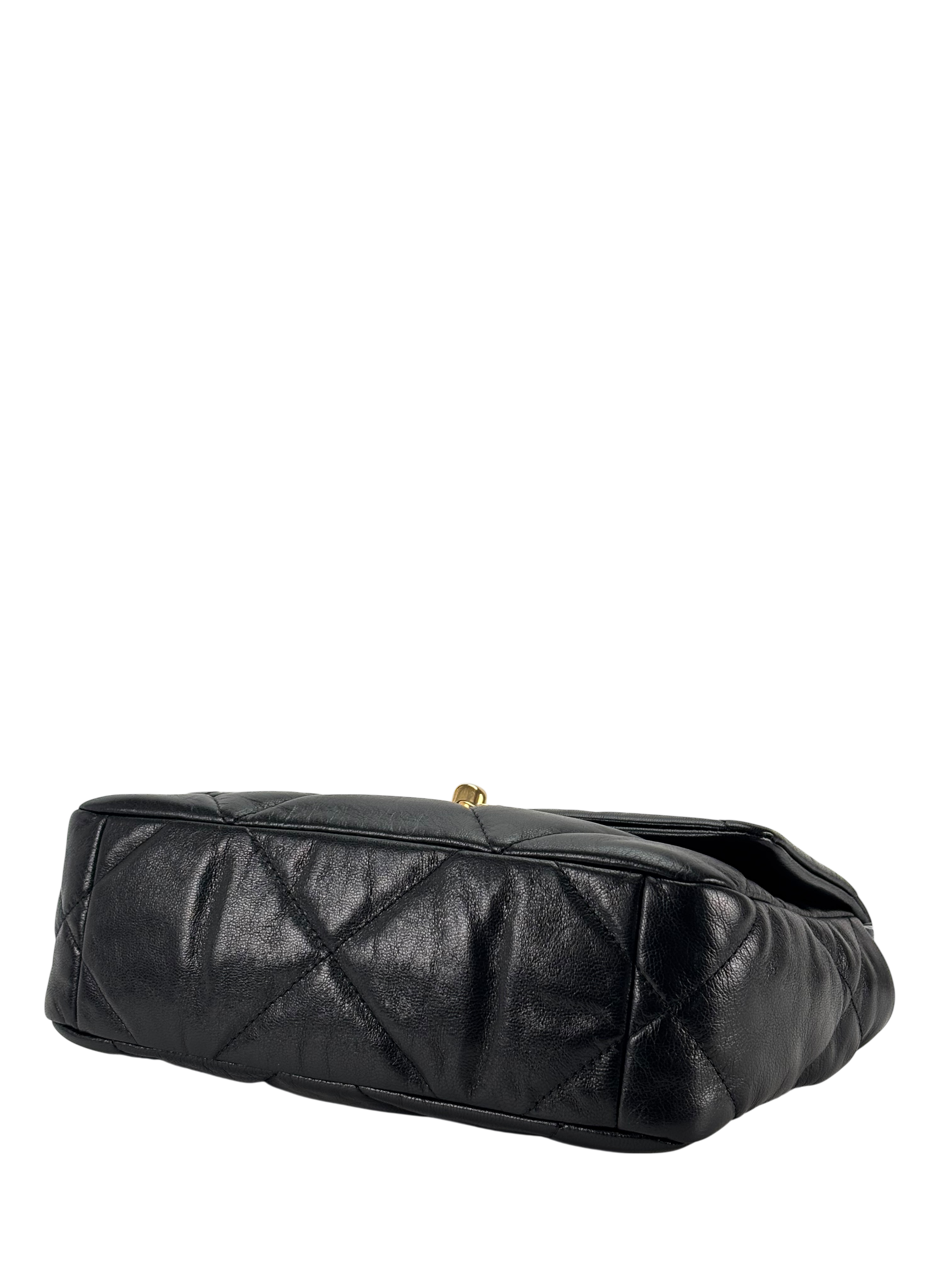 CHANEL - Black Lambskin 19 Medium Flap Bag