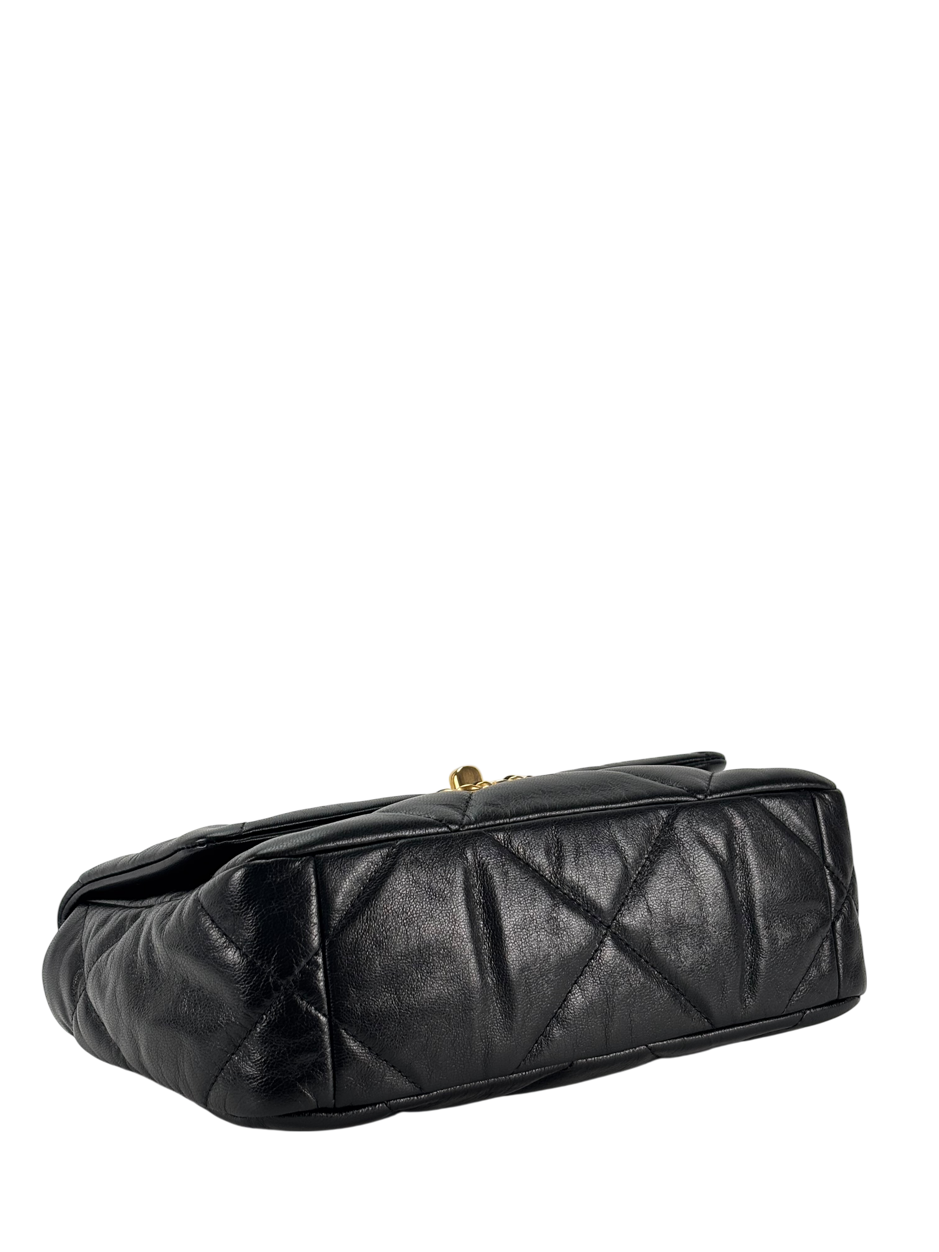 CHANEL - Black Lambskin 19 Medium Flap Bag