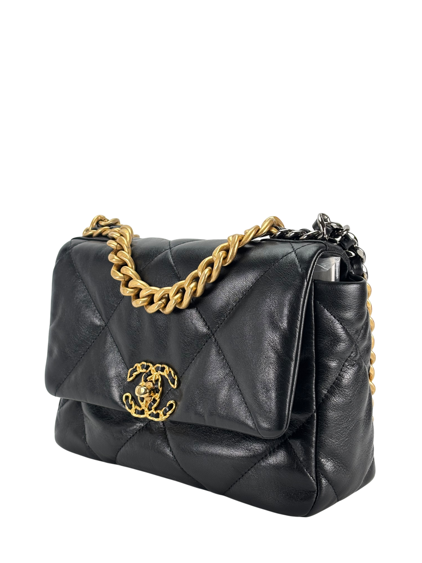 CHANEL - Black Lambskin 19 Medium Flap Bag