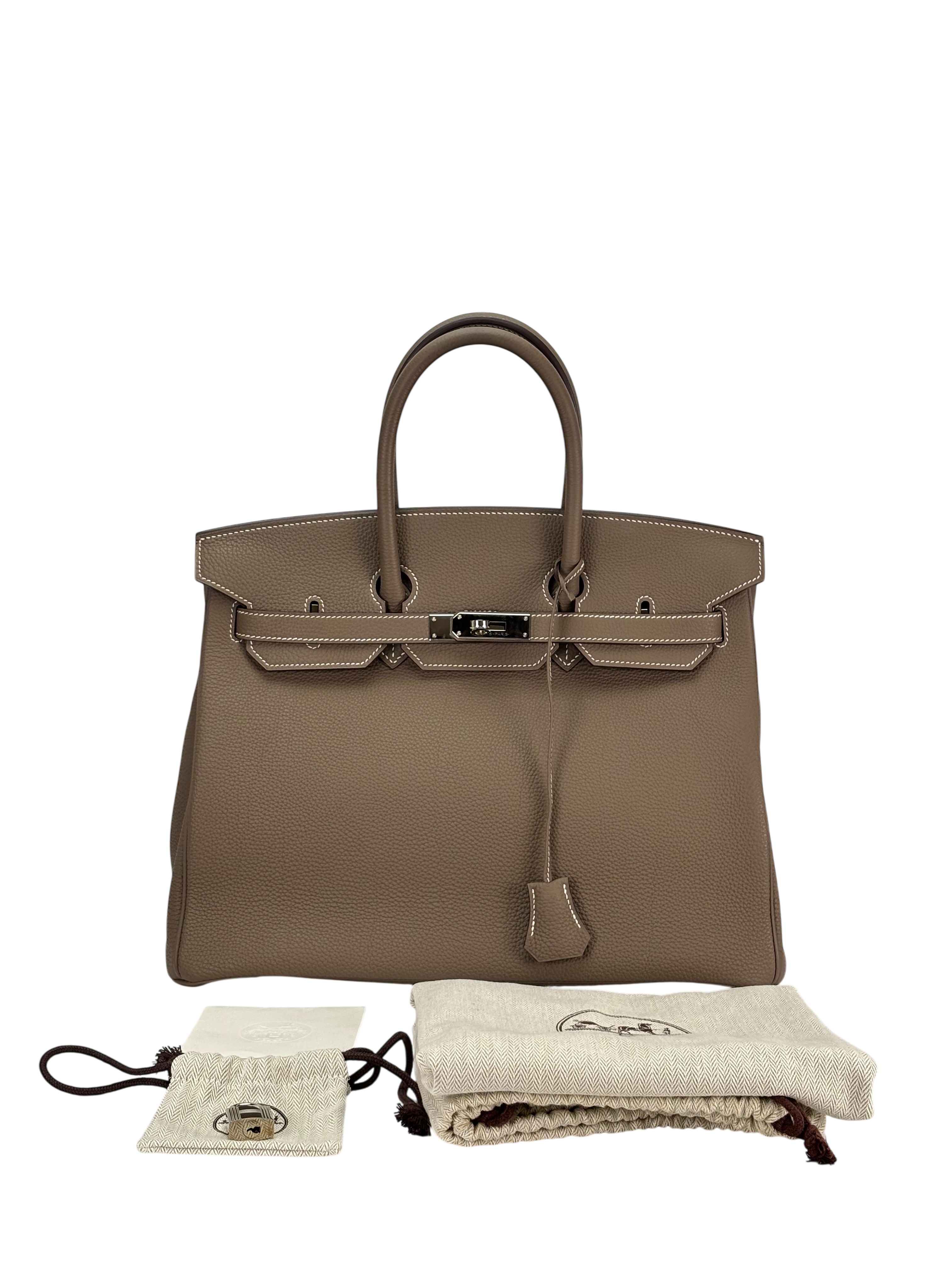 HERMES - Birkin 35 Etoupe Togo Palladium Hardware 