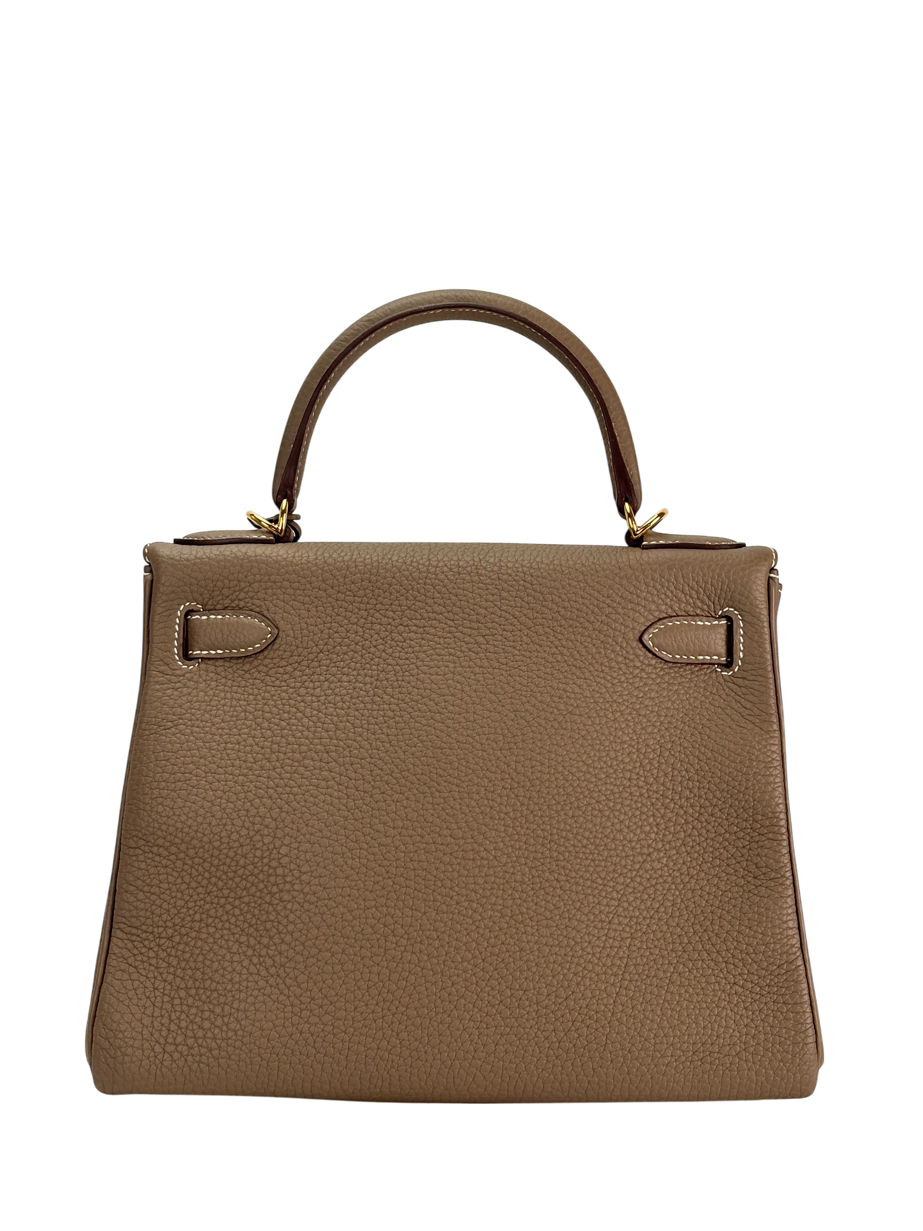 HERMES - Kelly 28 Etoupe Togo Gold Hardware 