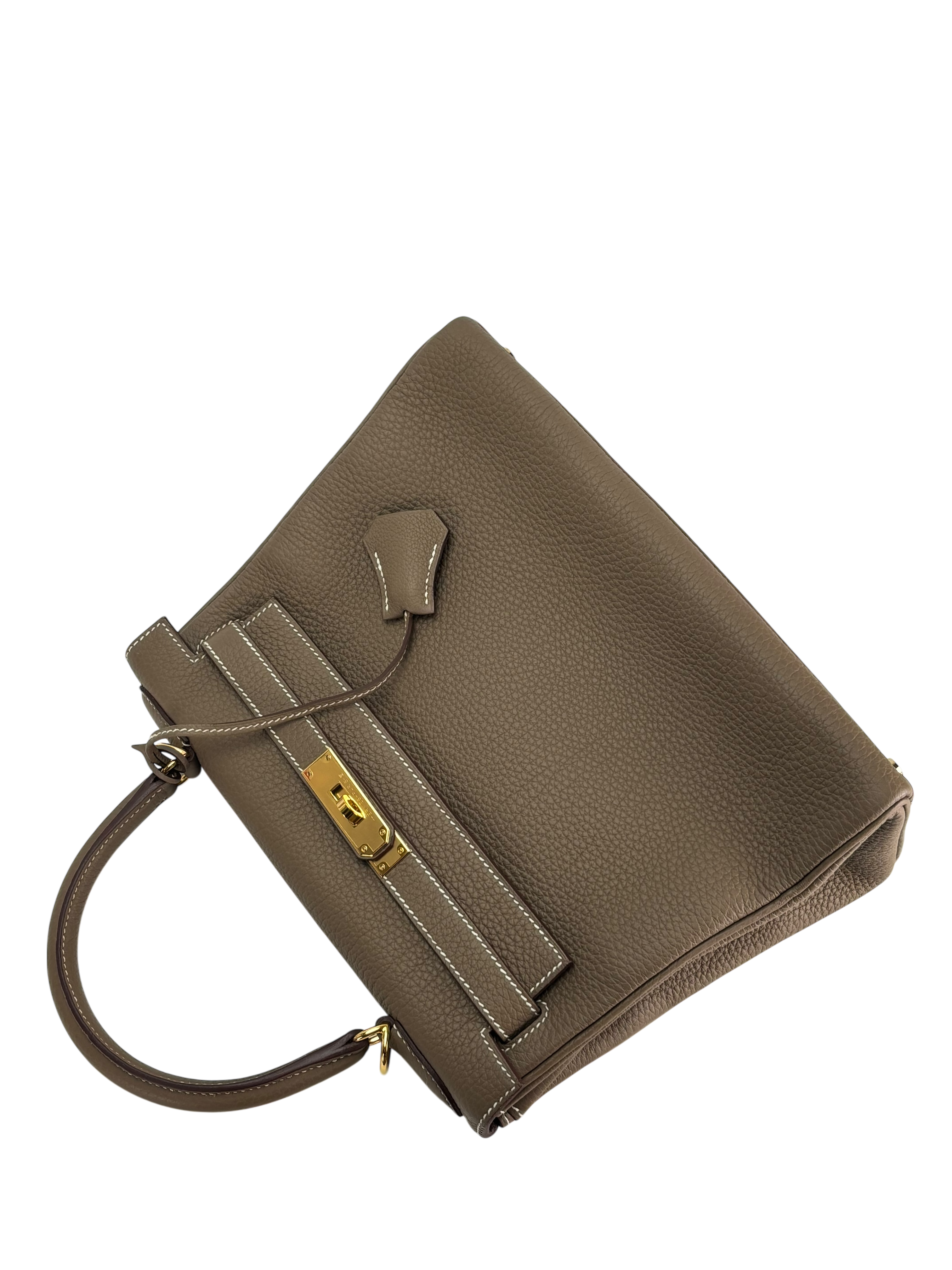 HERMES - Kelly 28 Etoupe Togo Gold Hardware 