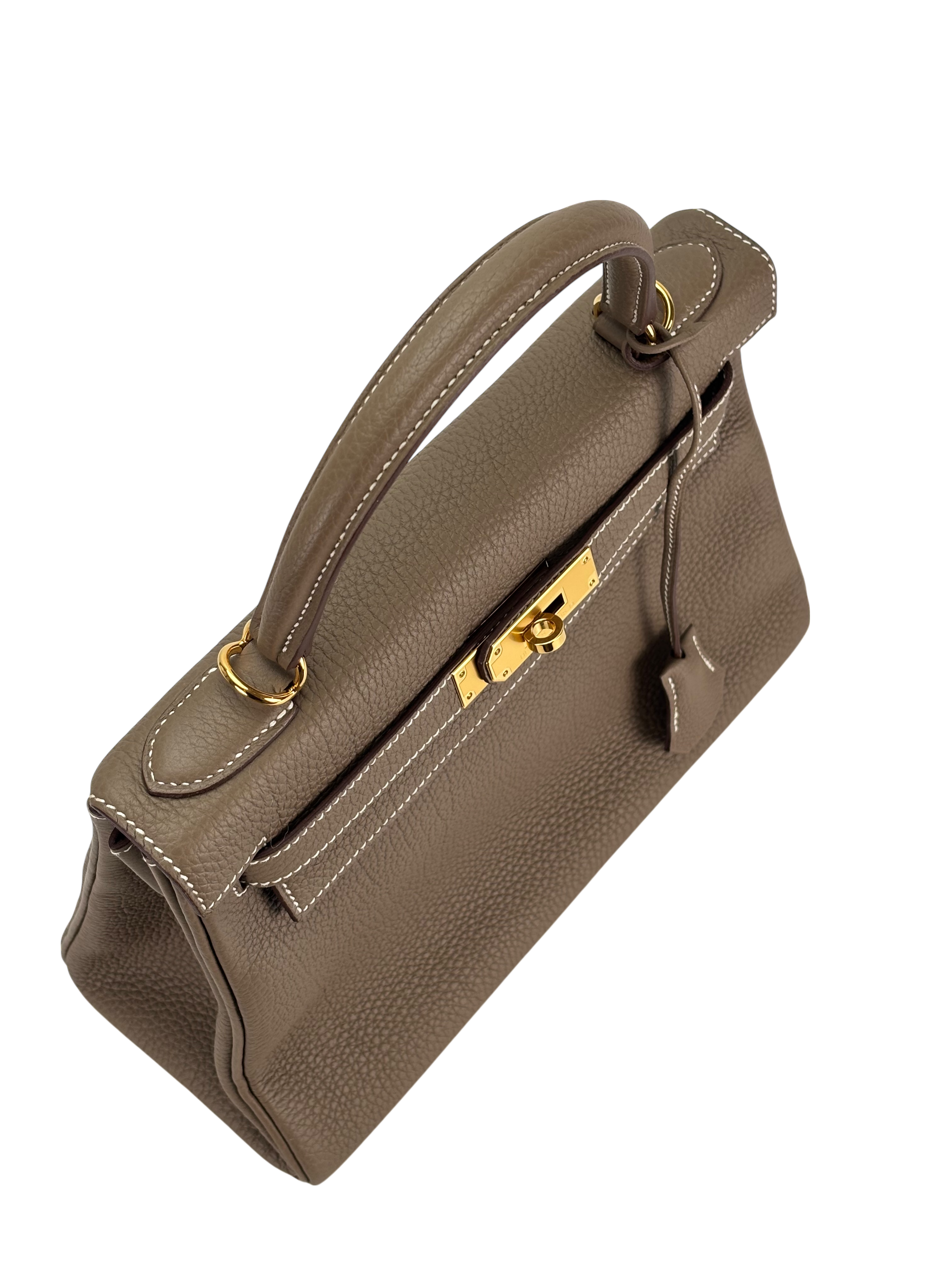 HERMES - Kelly 28 Etoupe Togo Gold Hardware 