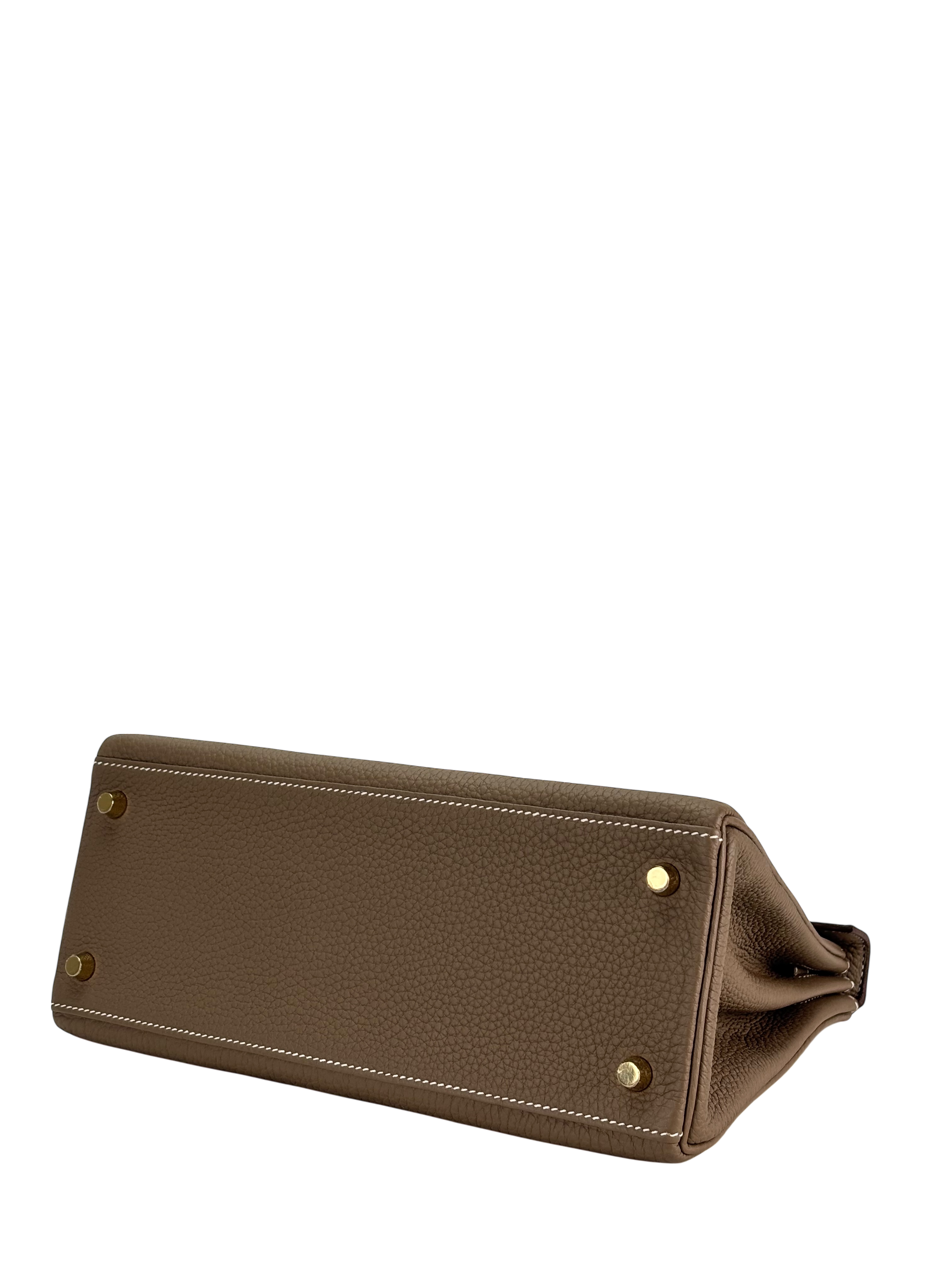 HERMES - Kelly 28 Etoupe Togo Gold Hardware 