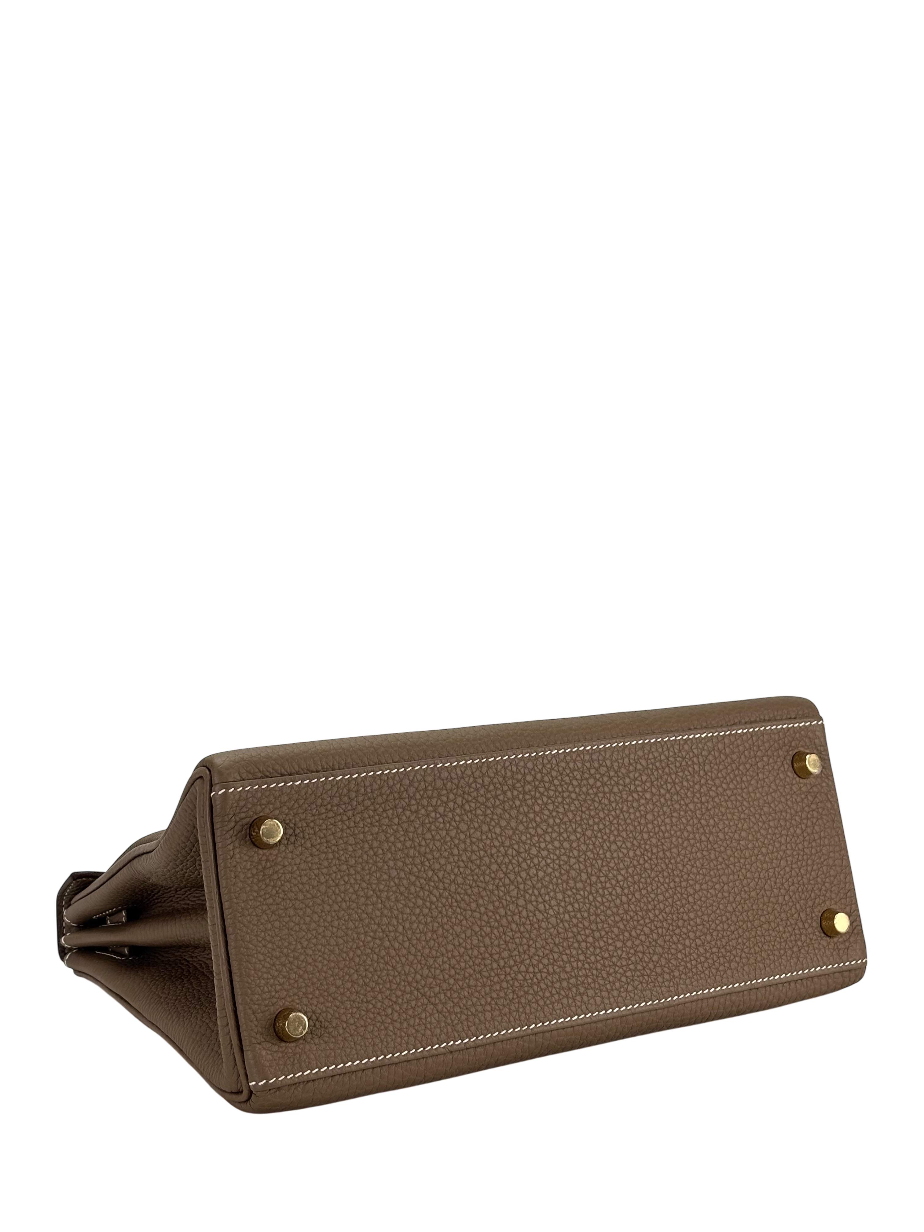 HERMES - Kelly 28 Etoupe Togo Gold Hardware 