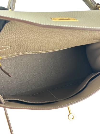 HERMES - Kelly 28 Etoupe Togo Gold Hardware 