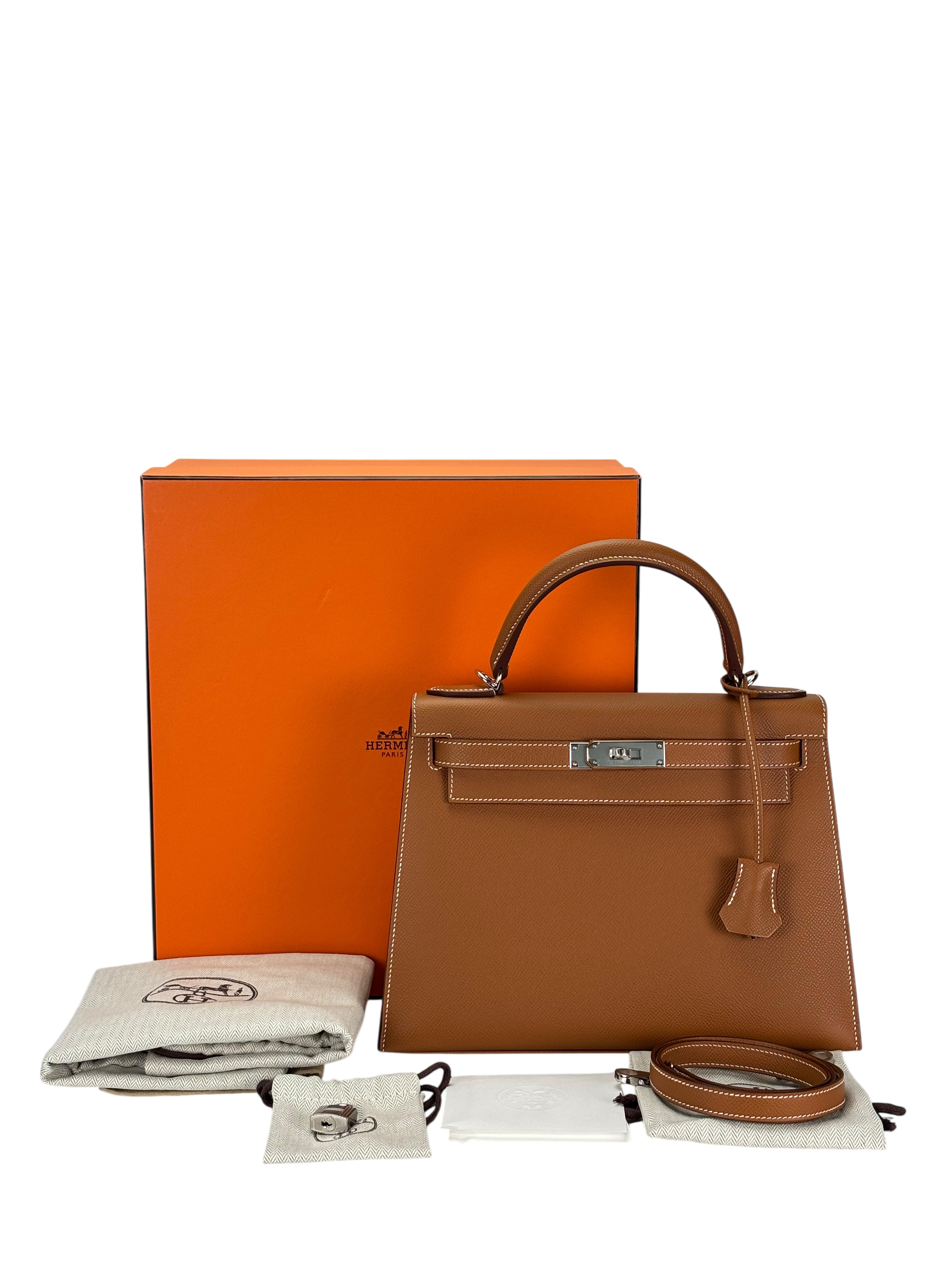 HERMES - Kelly 28 Gold Epsom Palladium Hardware