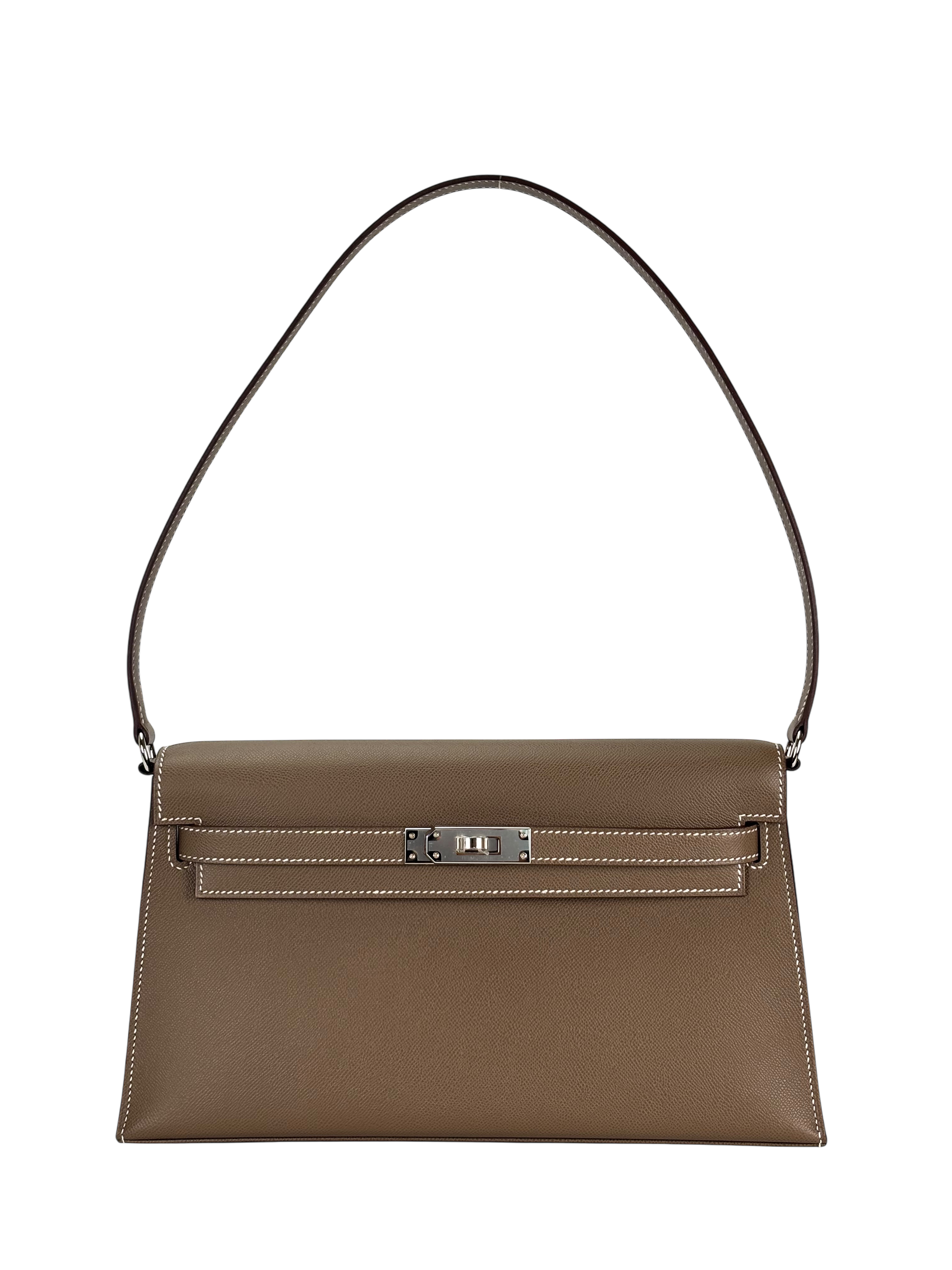 HERMES - Kelly Elan 28 Etoupe Madame Palladium Hardware