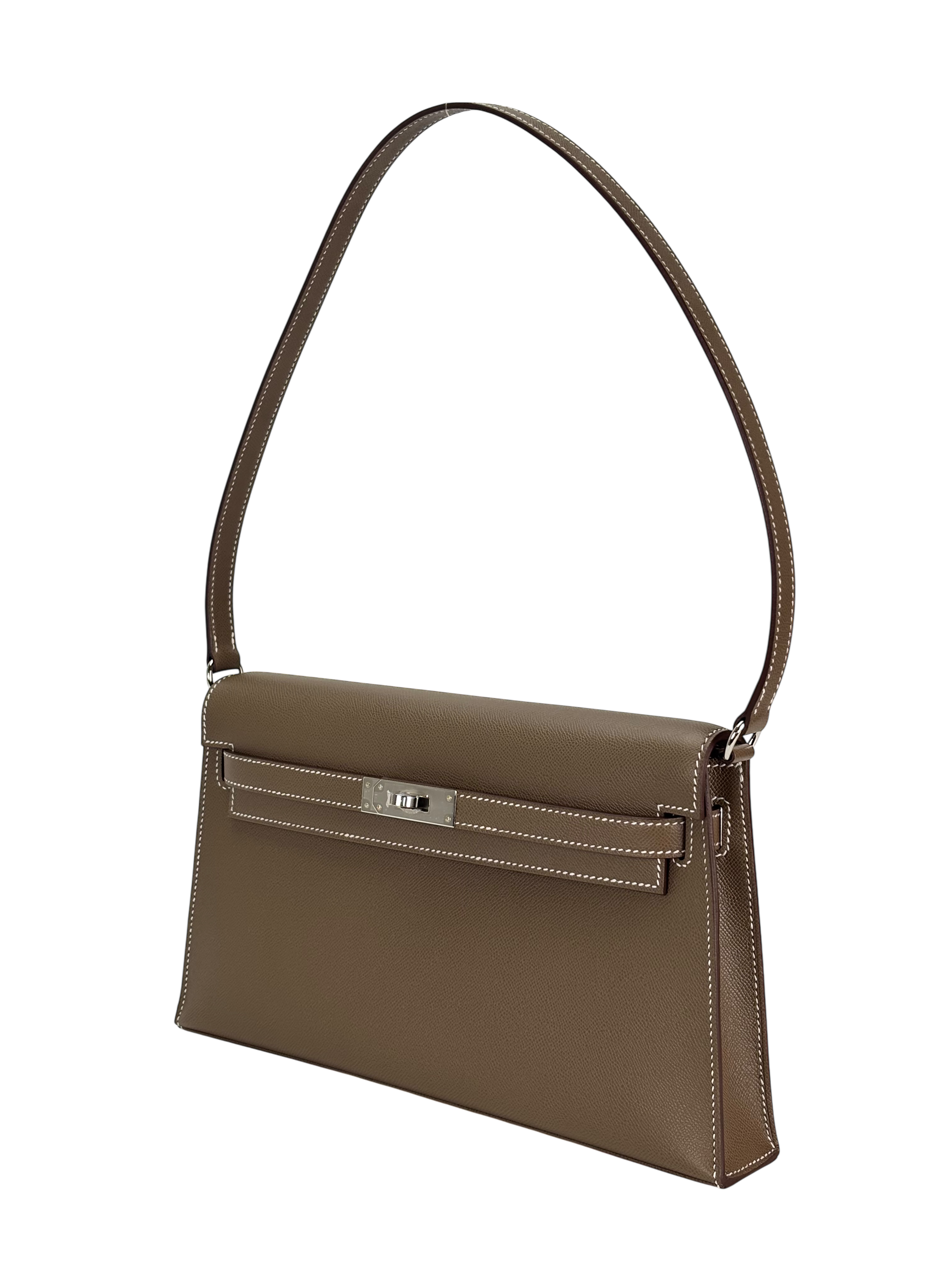 HERMES - Kelly Elan 28 Etoupe Madame Palladium Hardware